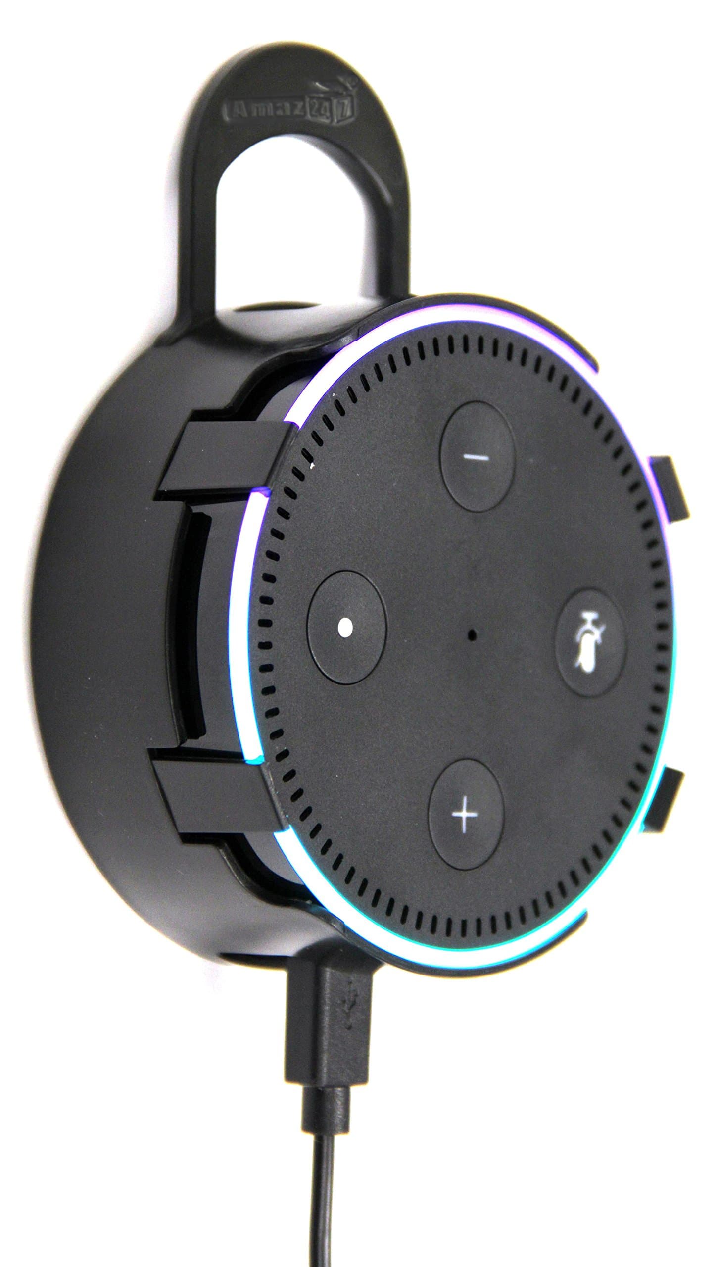 Amaz247 2nd Generation Echo Dot Protective Case for Echo Dot Gen 2, Alexa Case Cover Bag Box Accessories, Wall Mount with Hanger Loop (Black)