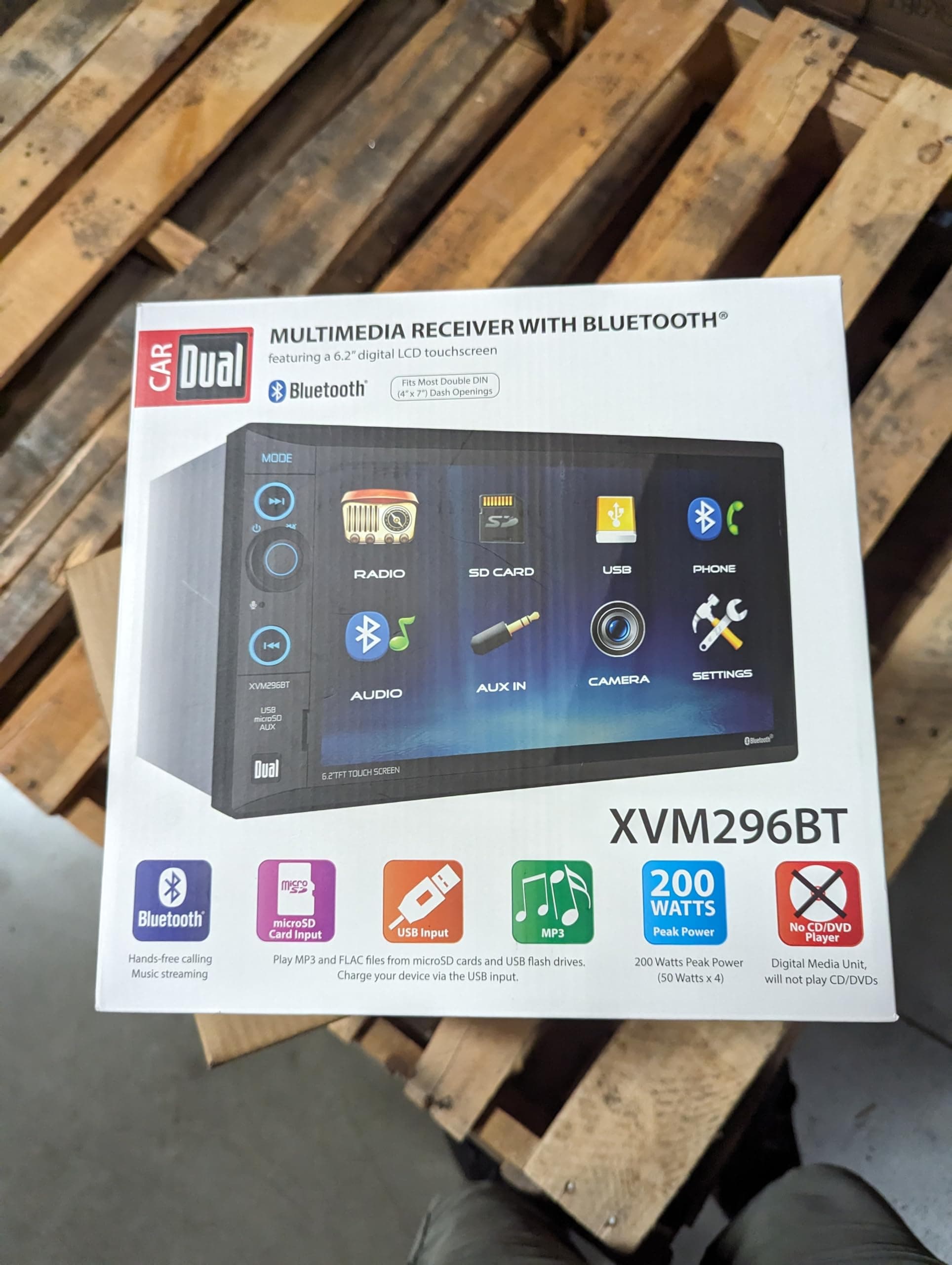 Dual Electronics XVM296BT 6.2" Media Touch Screen Double DIN Car Stereo Radio with Bluetooth, USB and microSD Inputs