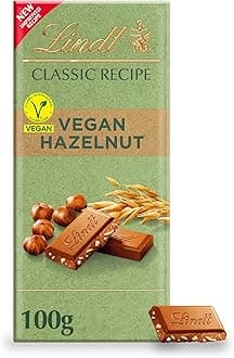 Lindt CLASSIC RECIPE Hazelnut Vegan Chocolate Bar, 100g - Smooth Vegan Oat Chocolate with Gently Roasted Hazelnut Pieces