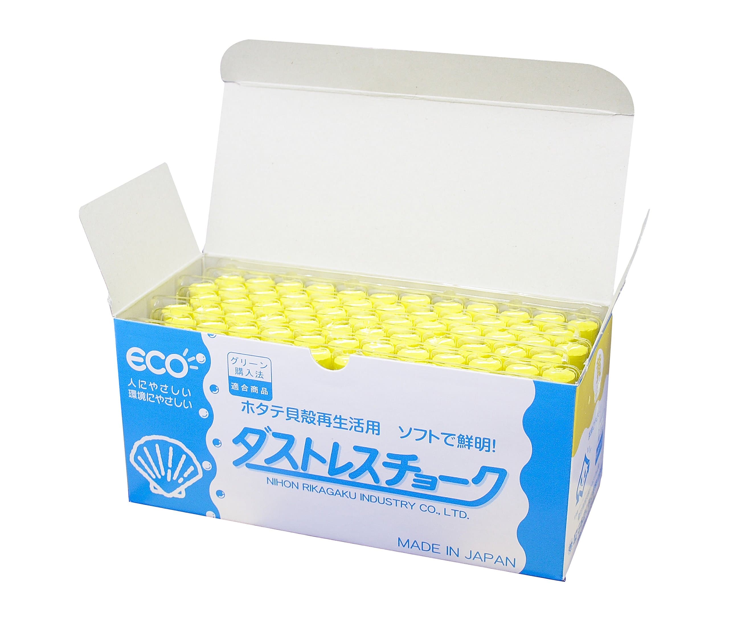 日本理化学 Dustless Chalk 72pcs, Yellow