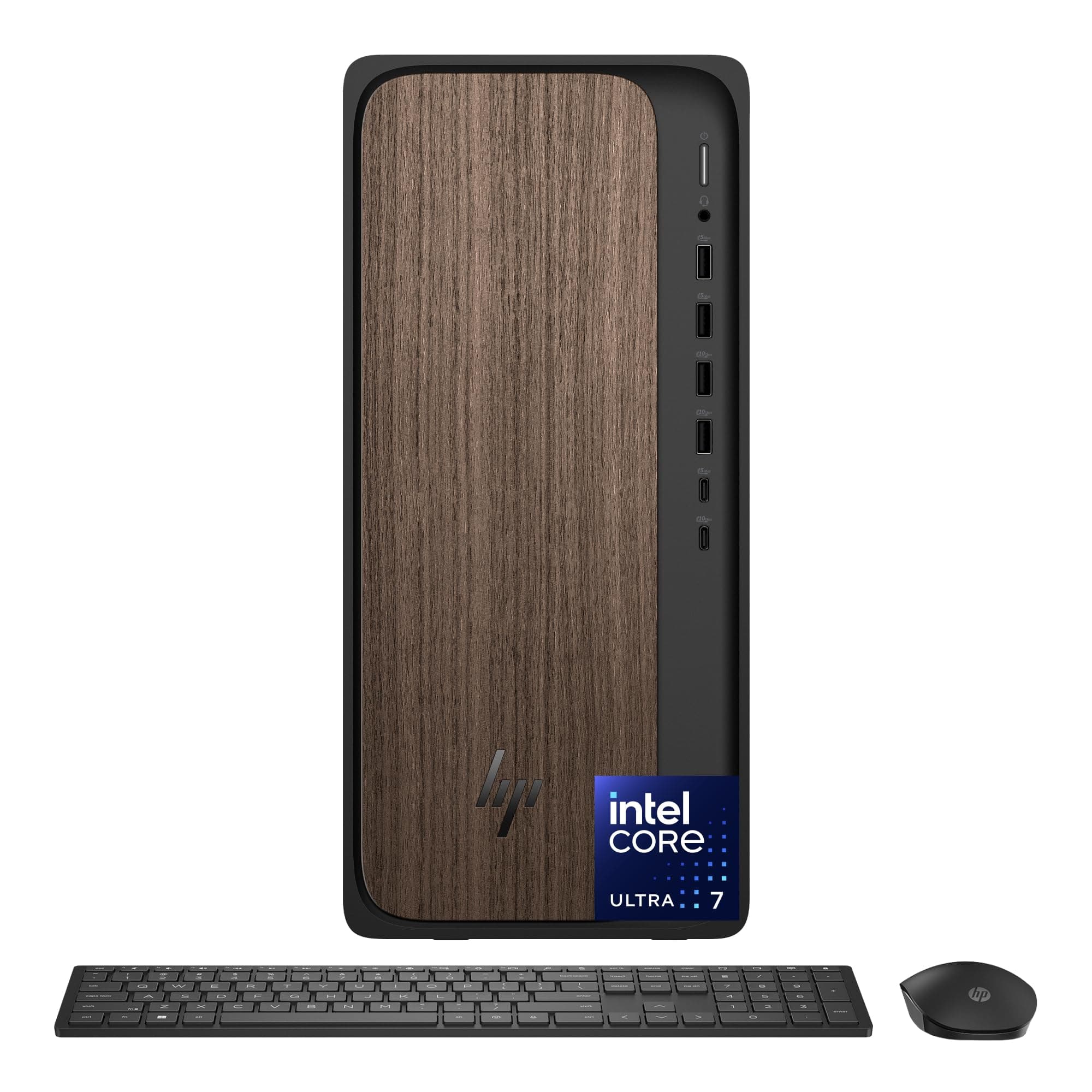 OmniDesk Desktop PC, Intel Core Ultra 7 265, 32 GB RAM, 2 TB SSD, Intel Graphics, Windows 11 Home, Microsoft Copilot, Dark Wood, M03-0060 (2025)