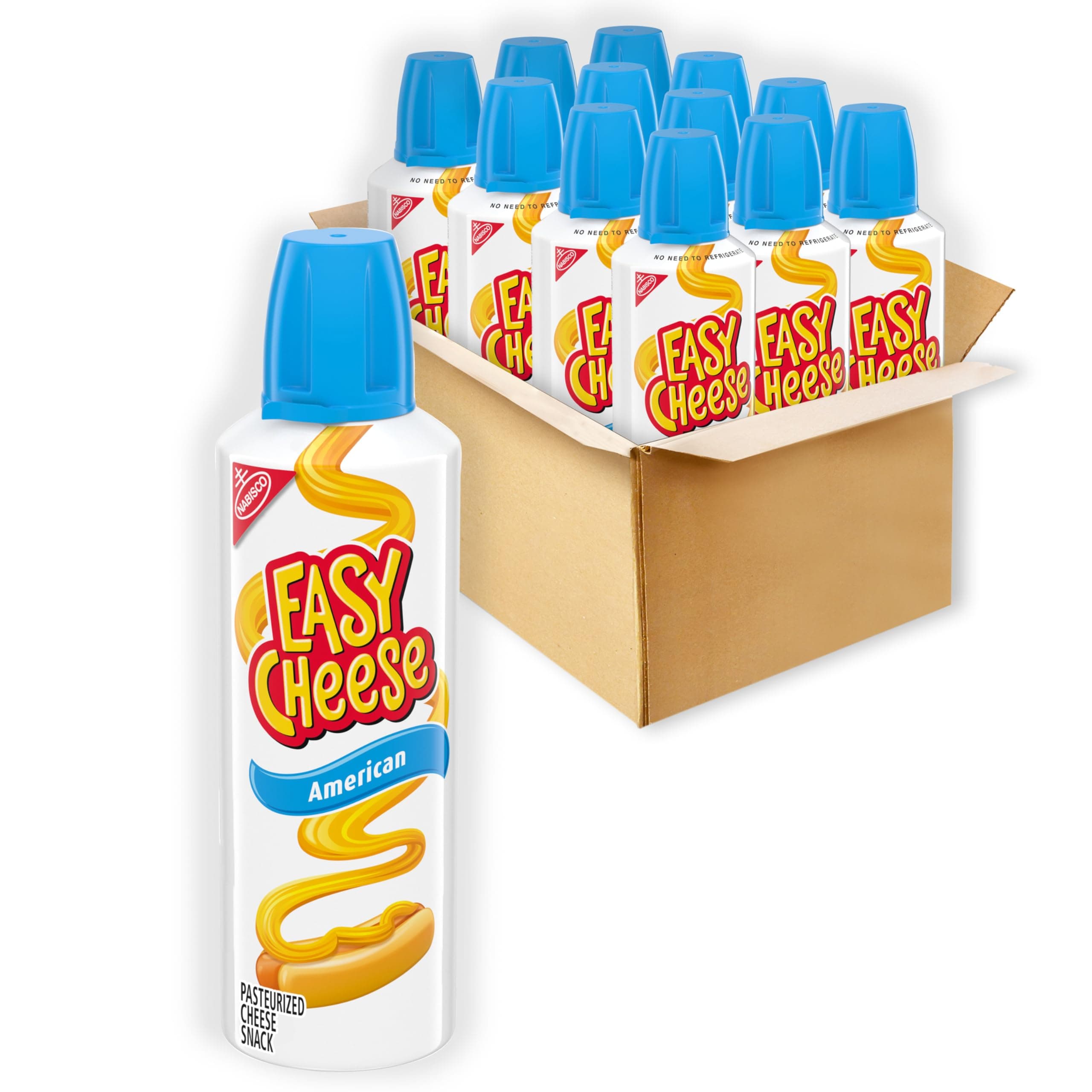EASY CHEESE American Cheese Snack, 12 - 8 oz Cans