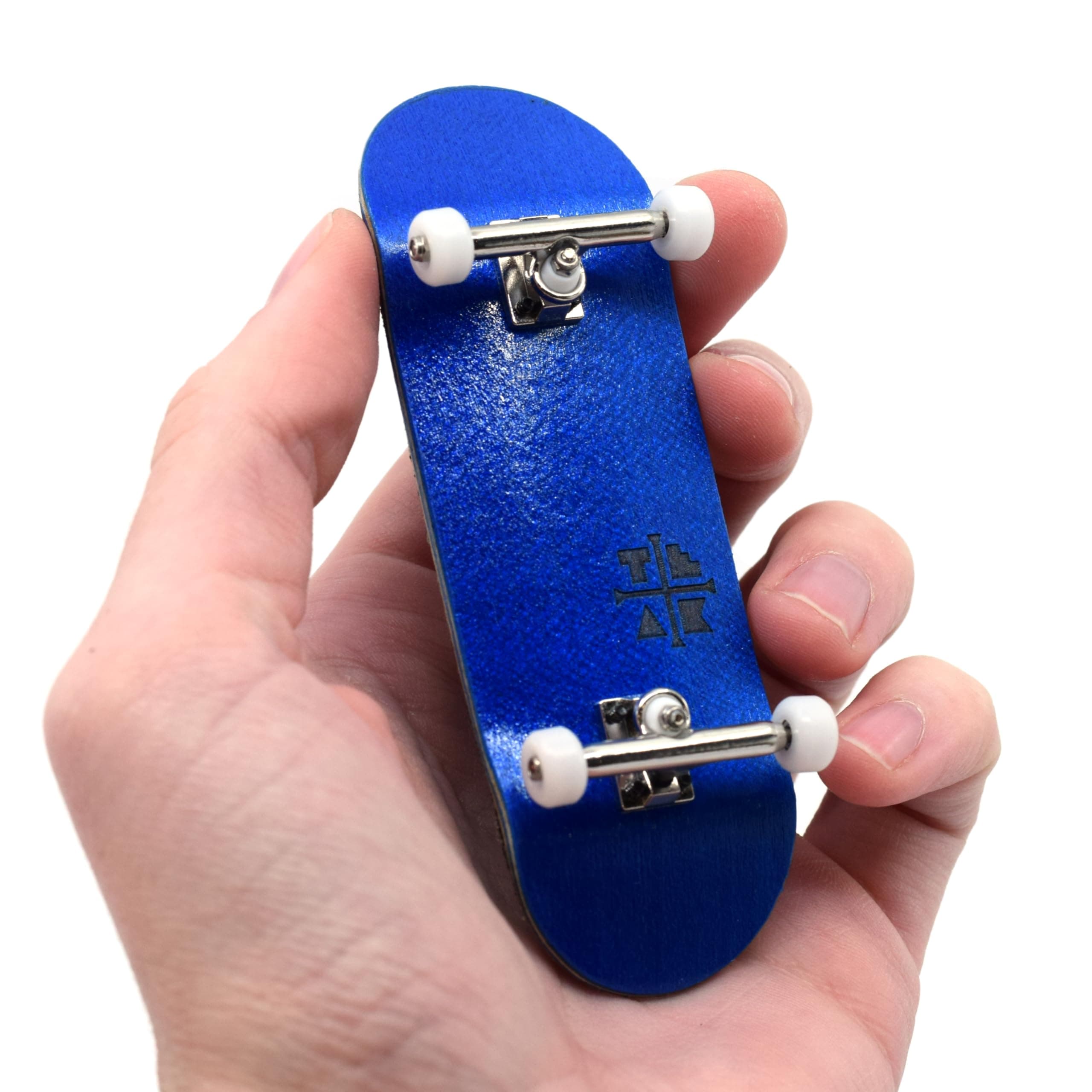 32mm Pro Fingerboard Complete - Fully Assembled with Pro Level Components - Pro Shaped Wooden Deck (32x97mm), UltraSpin Bearing Wheels, Prodigy Gen2 Trucks - Blue Blizzard