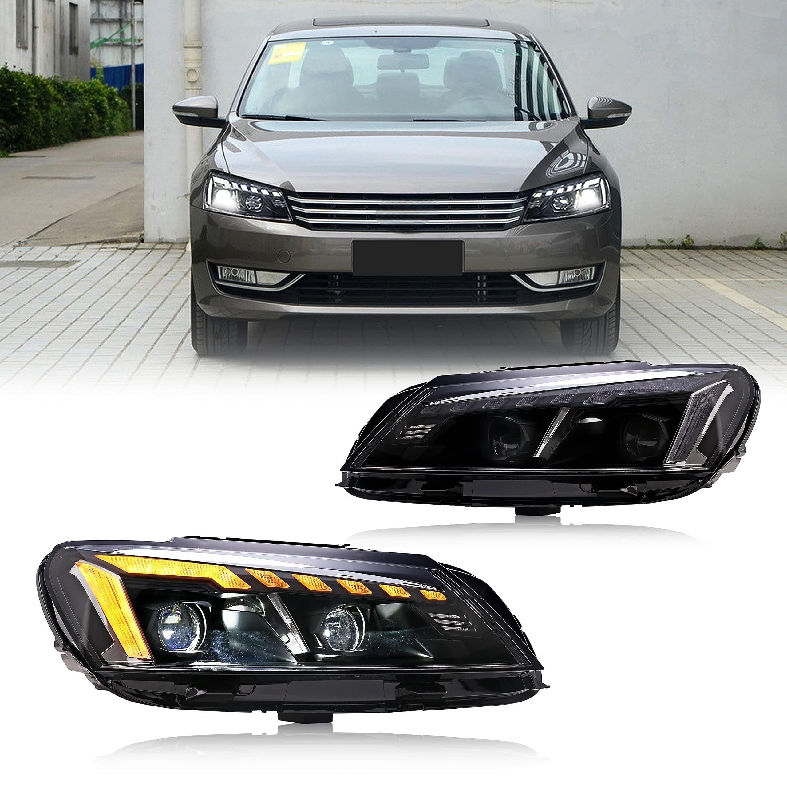 inginuity time LED Headlights For Passat 2011 2012 2013 2014 2015 With The Start Up Animation Sequential Indicator Front Lamp Projector Assembly