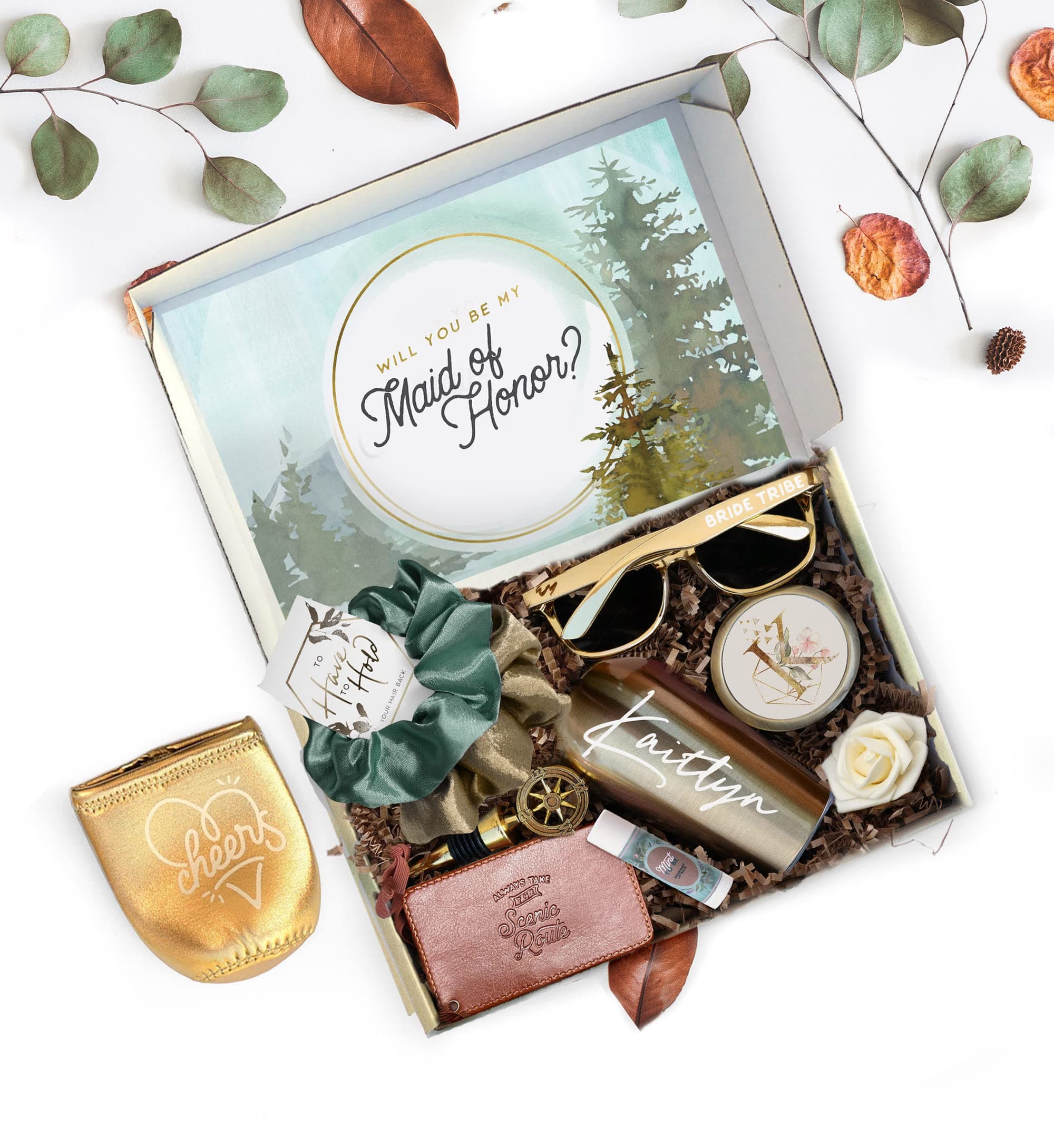 Sincerely, Me Personalized Rustic 'Will You Be My Bridesmaid' Proposal Box Gift Set for Bridesmaids, Matron, and Maid of Honor (RB1)