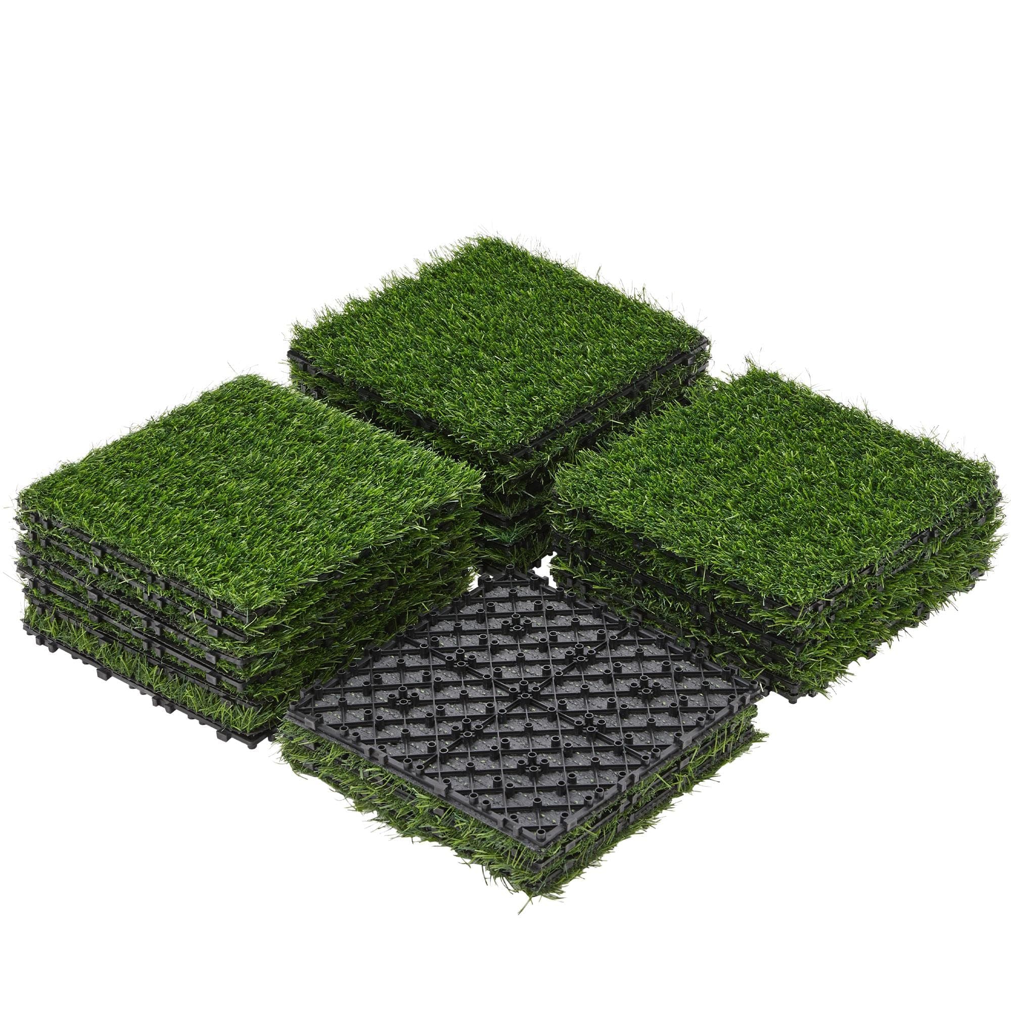 Yaheetech 12" x 12" Artificial Grass, Turf Tiles Interlocking Self-draining Fake Grass, Pad for Dogs Potty, Patio, Balcony, Outdoor, Floor Decor, Pet, 27 Pack