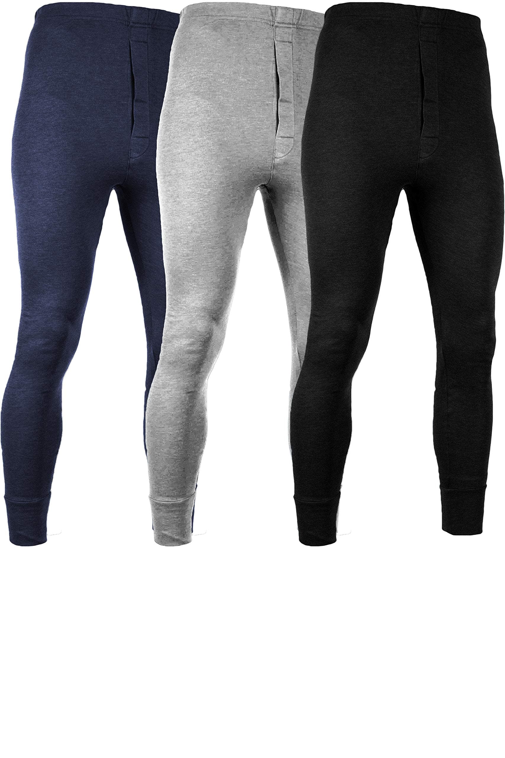 Andrew Scott Men's 3 Pack Premium Cotton Base Layer Long Thermal Underwear Pants