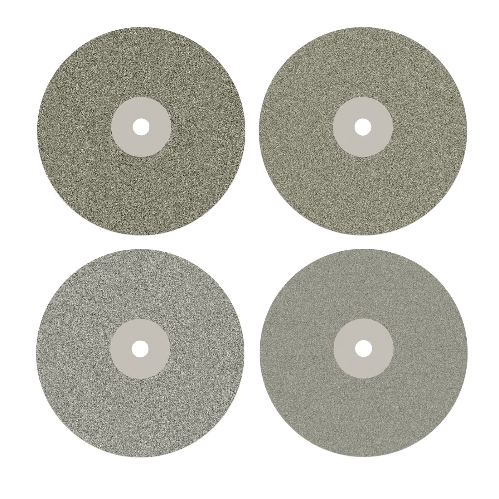 DZQ 4PCS Diamond Flat Lap Wheel Disc 6" x 1/2" Arbor Hole Abrasive Grit 80 120 240 320 for Cutting or Sanding Stone and Glass