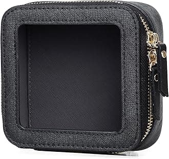 LOFOWN Small Clear Makeup Bag for Women Mini Cosmetic Bag Travel Toiletry Bag Purse Organizer with Zipper Car Essentials (Black, Mini)