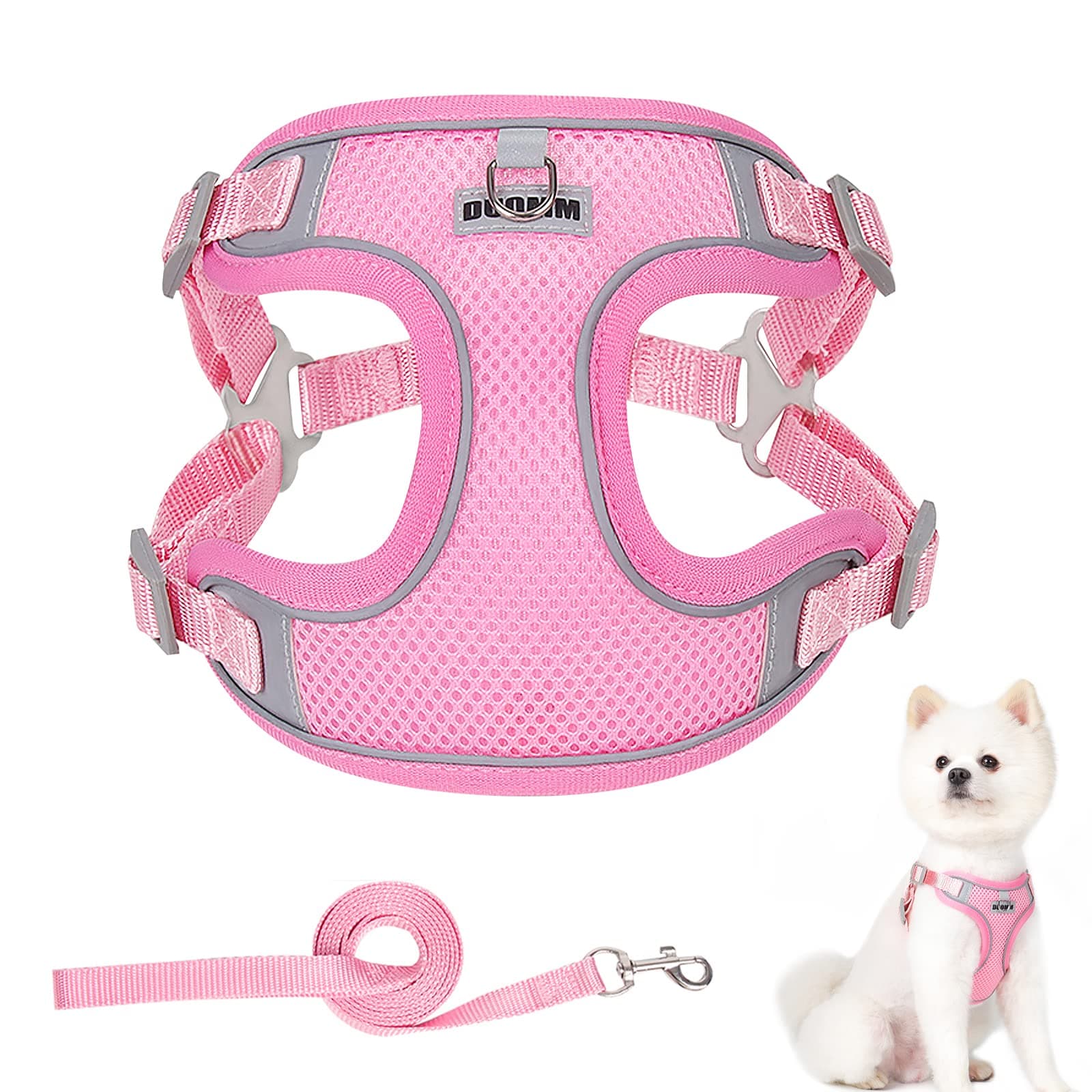 Dog Harness and Lead Set, Adjustable No Pull Dog Vest Harness, Reflective Anti Pull Pet Vest Harness for Puppy Small Dogs