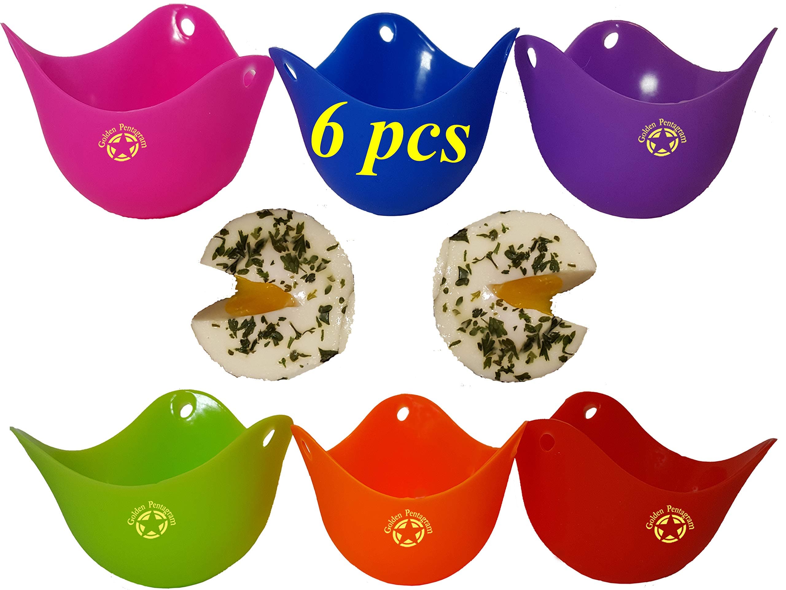 Egg Poacher Cooker Silicone Egg Poaching Cup Multi-Purpose Poached Egg Maker for Microwave Stovetop Kitchen Tools Pack of 4