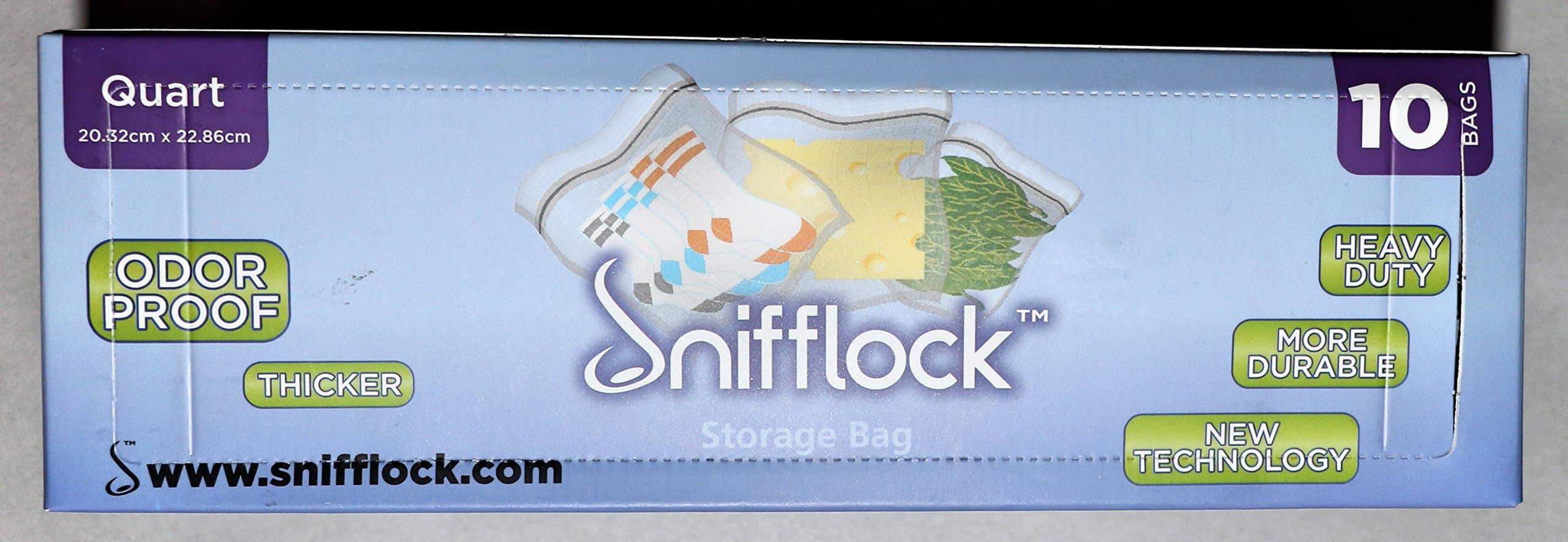 Quart Sized ~ Slider Storage Bags By Snifflock — Quart Sized, All-purpose Freezer Bags — Odor Proof Double Seal — Durable, Leak Proof and Heavy Duty — One Zip Close — 10 Count