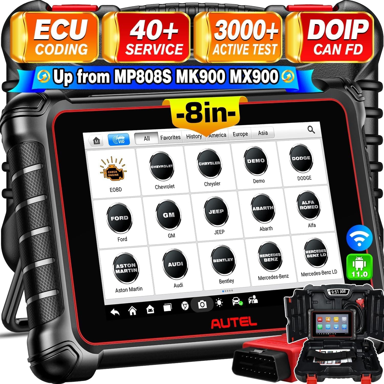 Autel MaxiSys MS906BT Car Diagnostic Scan Tool - Same Functions with MaxiCOM MK906 Pro, MS906 Pro, 2023 Advanced ECU Coding & Bidirectional Control, 36+ Services, Compatible with BT506/ MV108