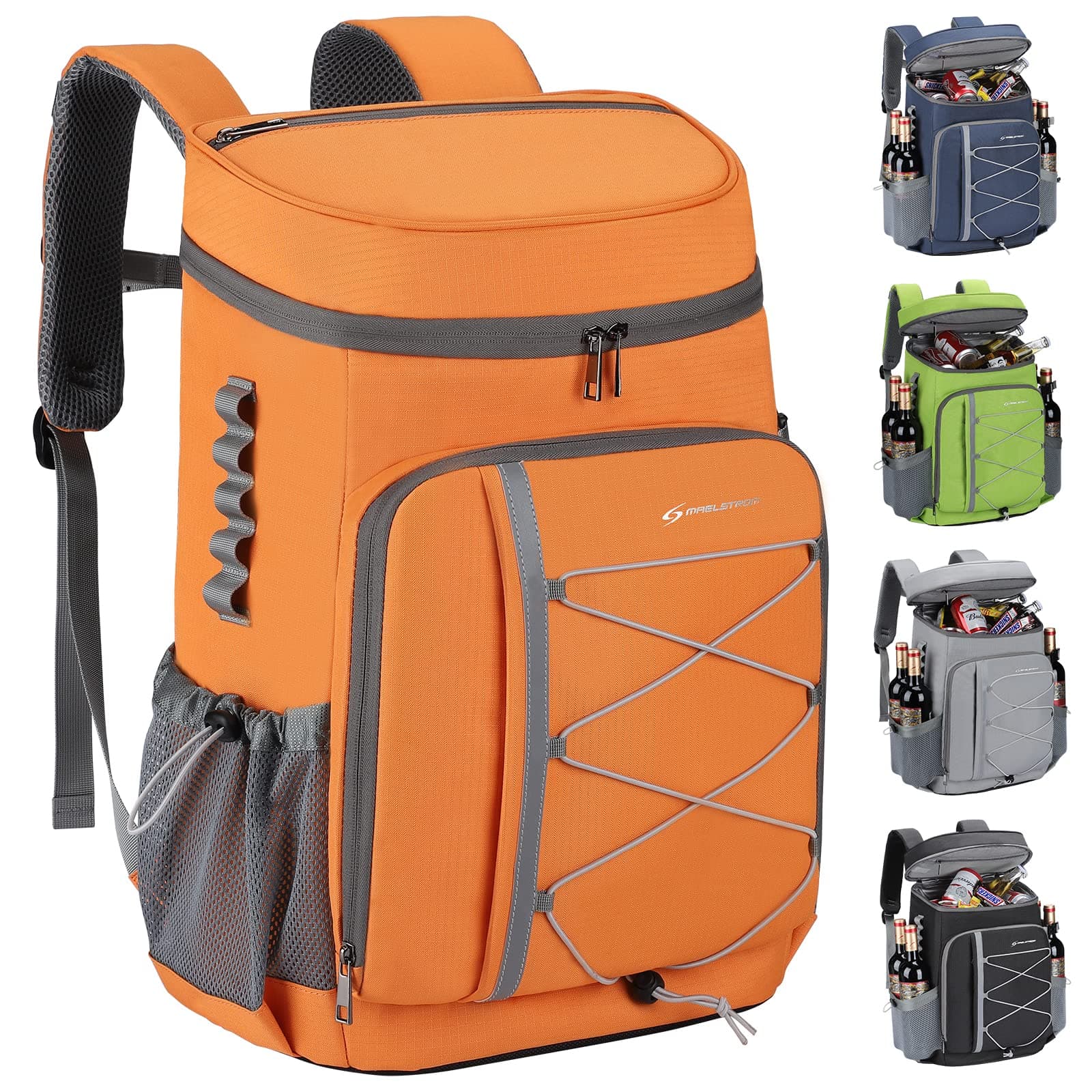Maelstrom Cooler Backpack,Insulated Soft Cooler Bag,35 Can Backpack Cooler Leakproof,Beach Cooler Camping Cooler,Ice Chest Backpack,Travel Cooler for Grocery Shopping,Kayaking,Fishing,Hiking,Orange