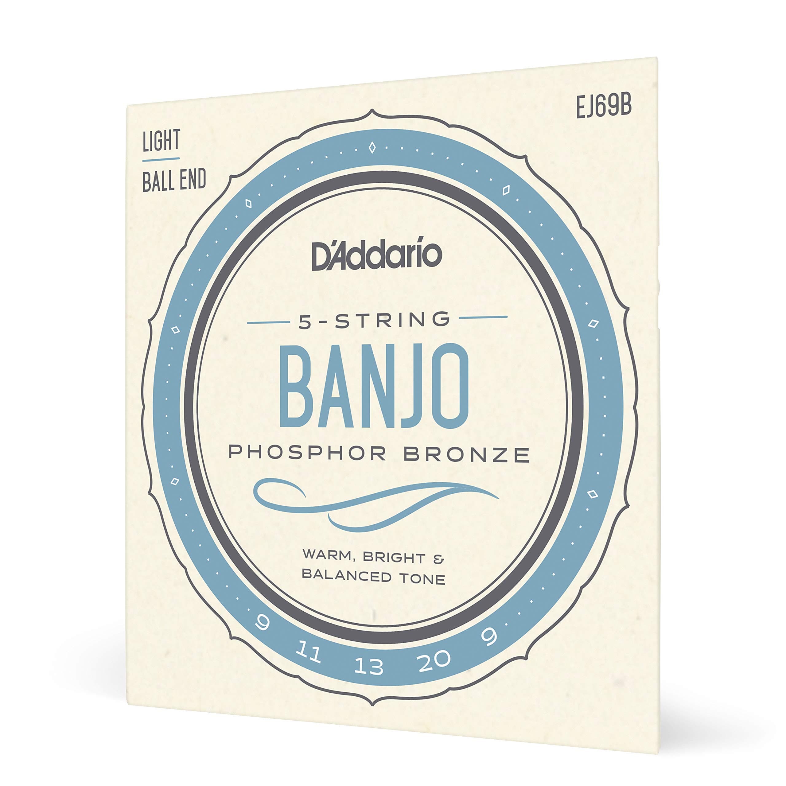 Banjo Strings, Phosphor Bronze, EJ69B, Light Gauge 9-20, 5-String Set, Pack of 1