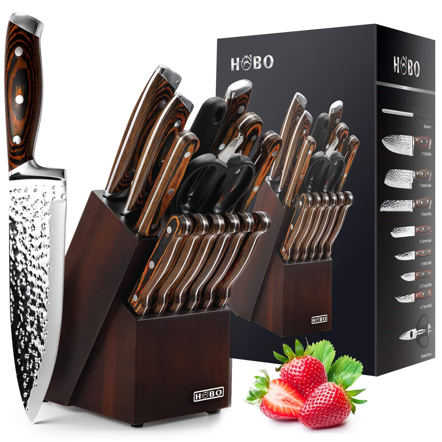 Hammer Pattern 15PCS Kitchen Knife Set