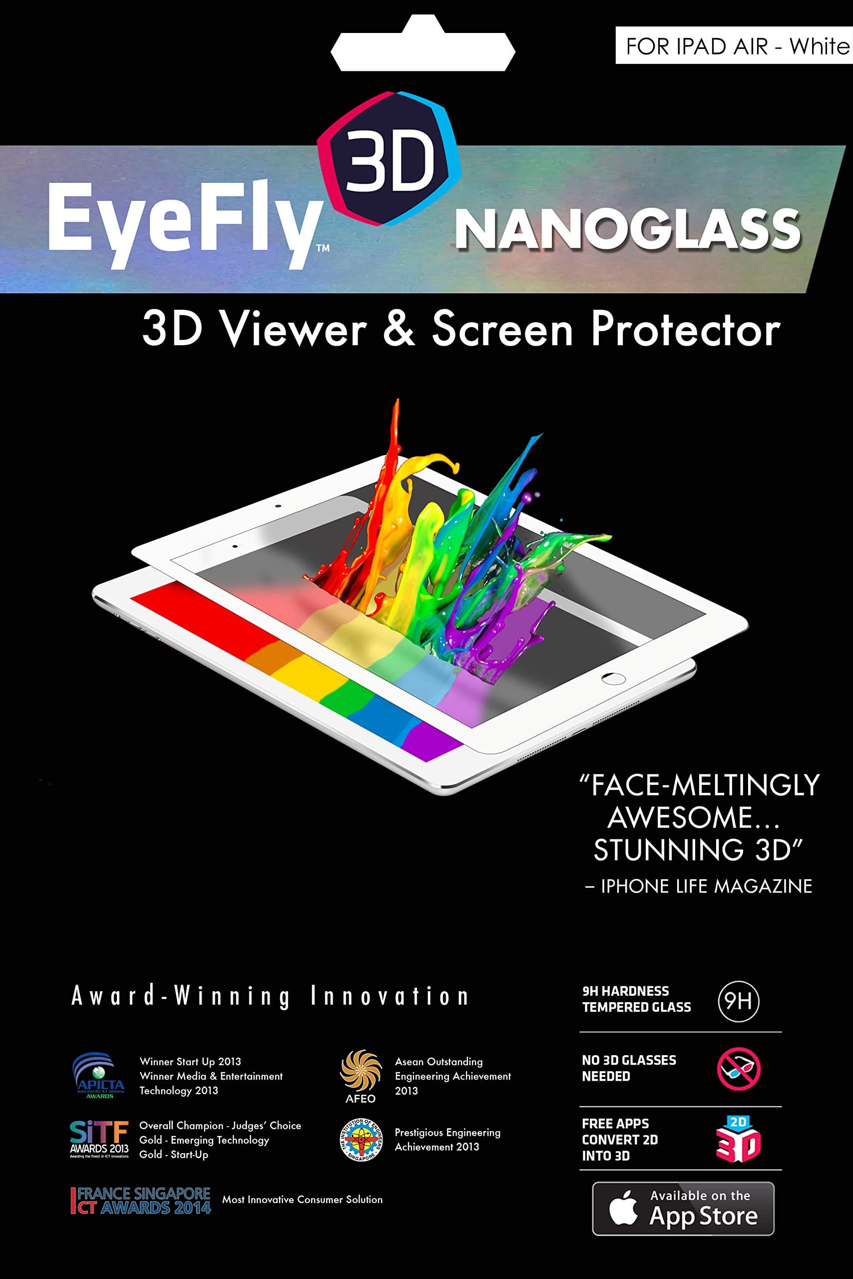 EyeFly NanoGlass 3D Viewer/Screen Protector for iPad Air - White/Clear