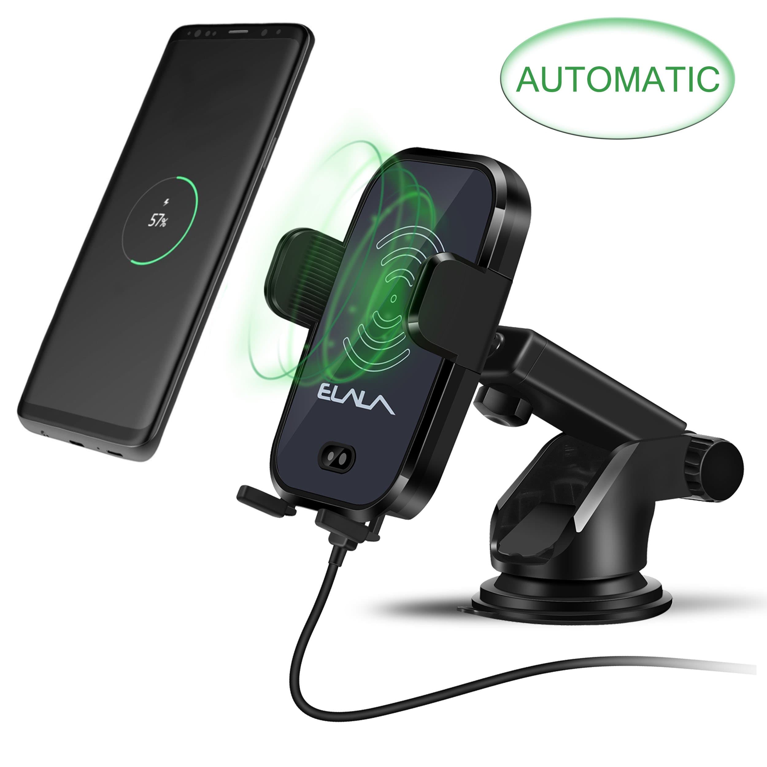 Wireless Charger Car, Automatic Induction Car Holder Mount, Fast Wireless Car Charger for Samsung Galaxy S9/S9Plus, S8 Plus/S8, S7/S7 Edge, Note 5, Standard Charge for iPhone X, 8/8 Plus