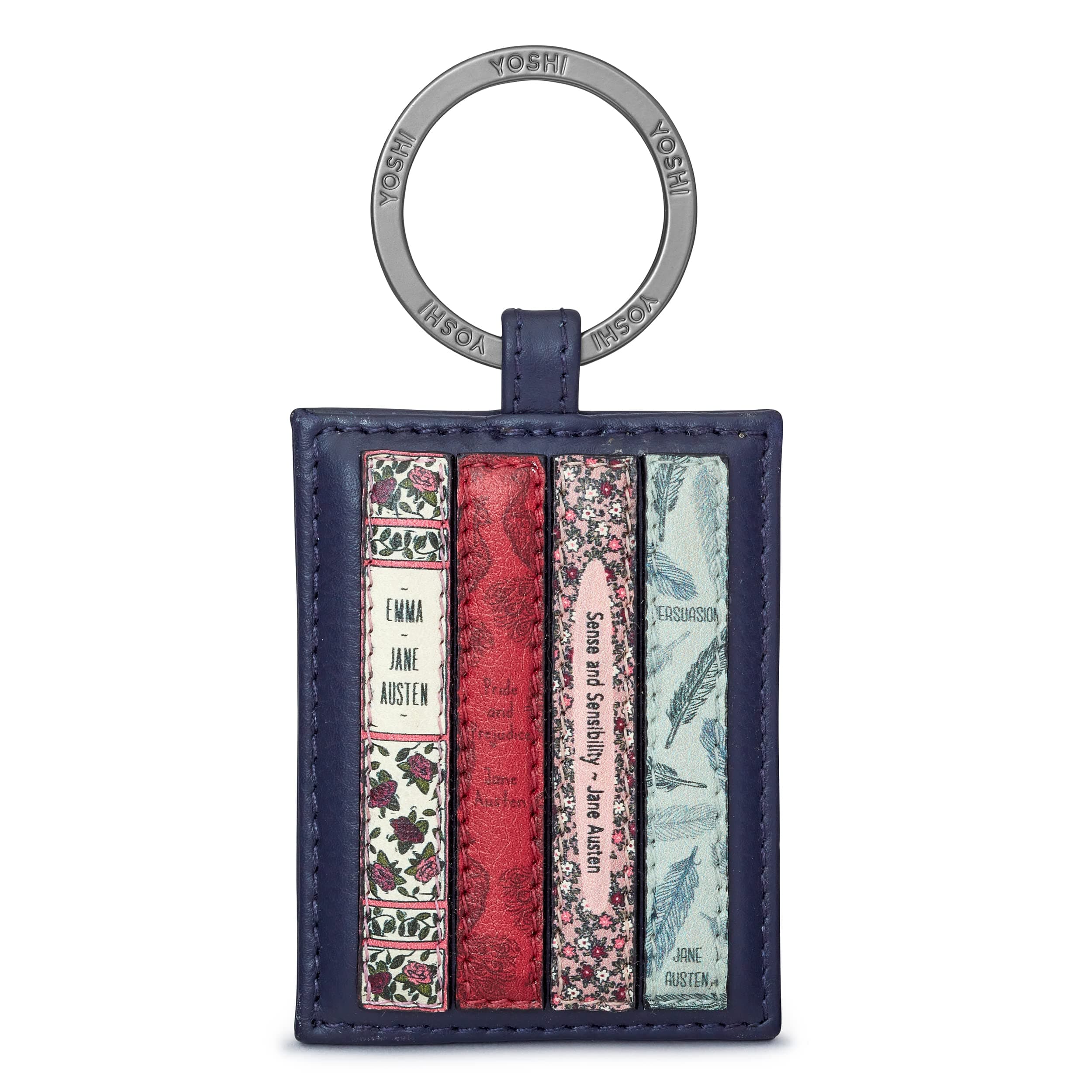 Jane Austen Bookworm Navy Leather Keyring