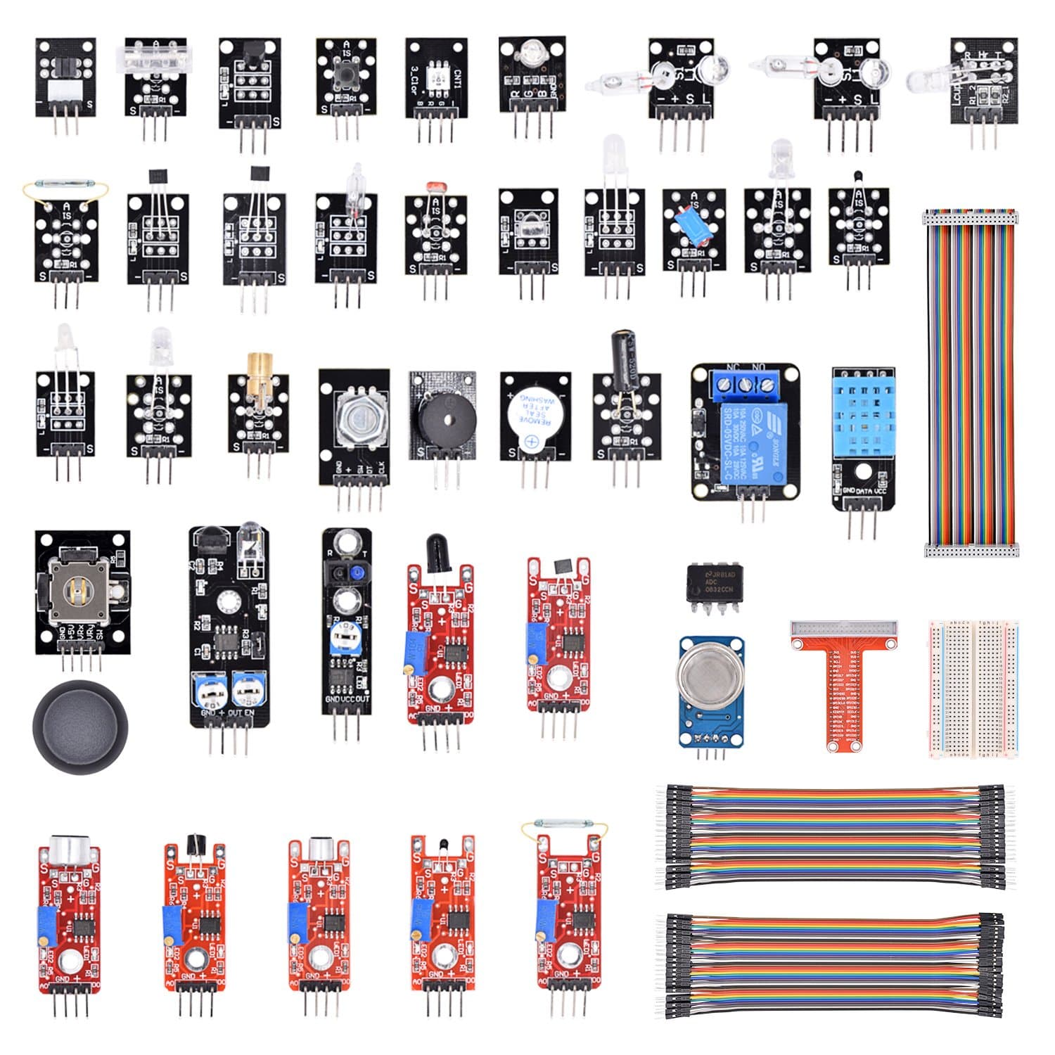 VKmaker 37 Modules Sensor Kit for Raspberry Pi Model B+ with 40-Pin GPIO Extension Board Jump Wires