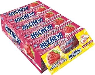 HI-CHEW Strawberry Sticks, 15-Pack, Unique Fun Soft & Chewy Taffy Easter Candy, 1.76oz Each - Made with Immensely Juicy Fruity Flavors