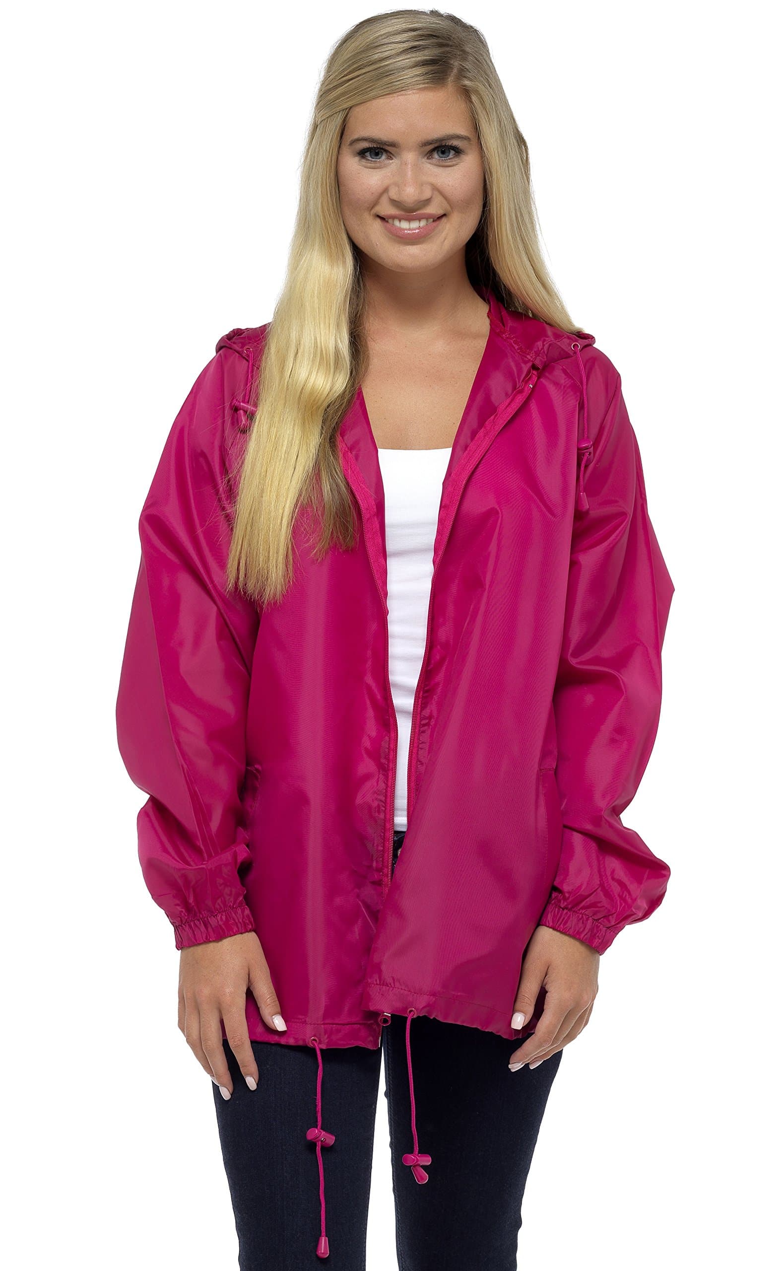 Storm Ridge Ladies Pack Away Rain Mac Full Zip Jacket Pink M