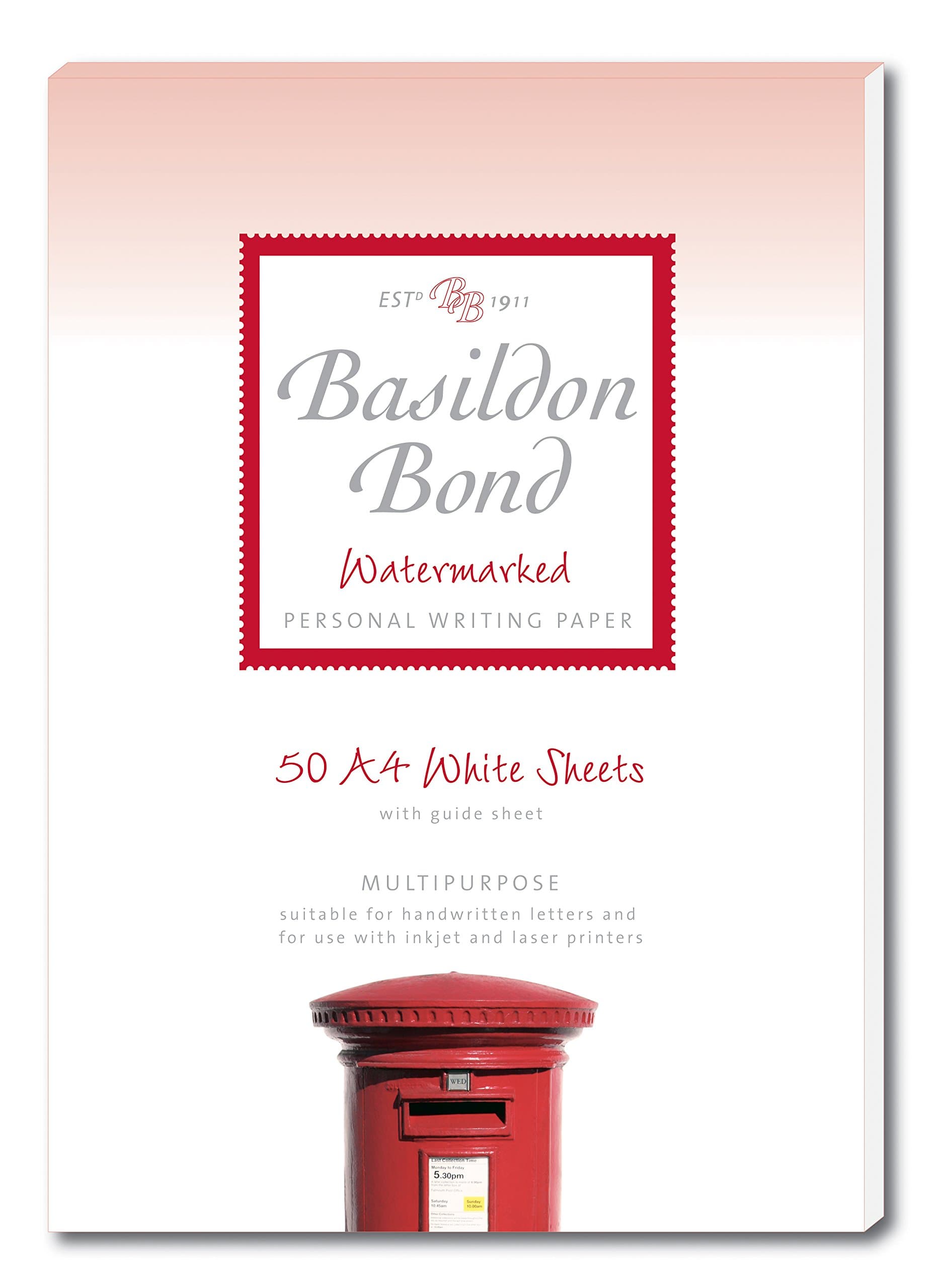 Basildon Bond Luxury Writing Pad with 50 Sheets - White, A4 (210 x 297mm)