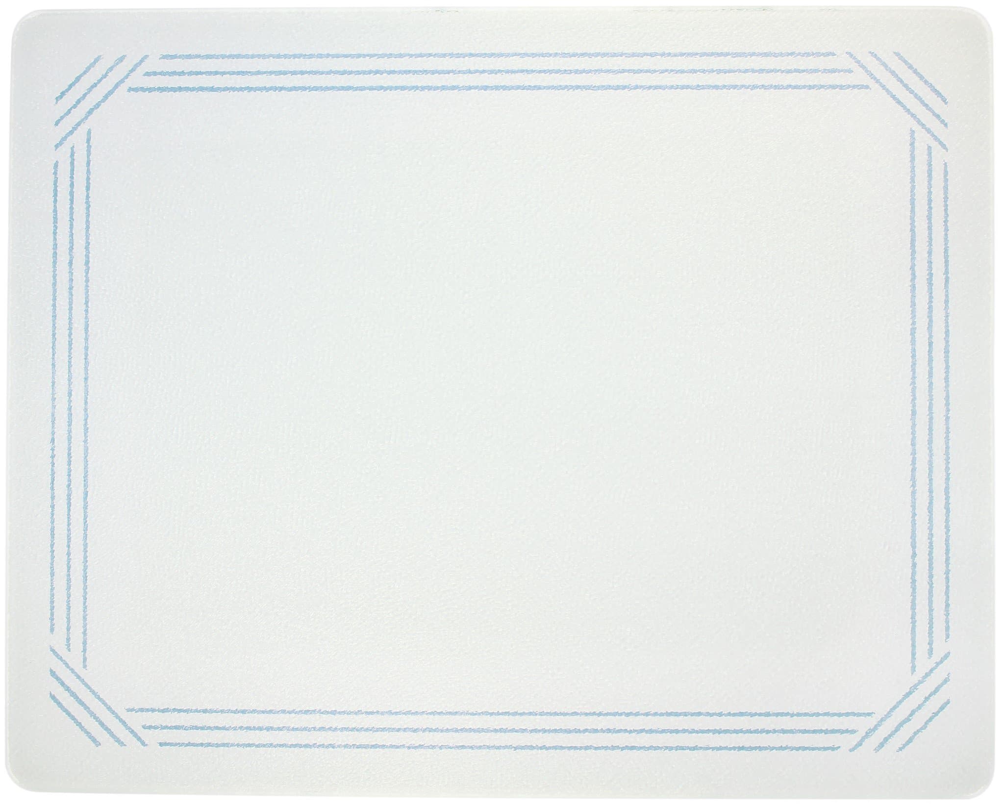 Vance 20 X 16 inch White with Blue Border Surface Saver Tempered Glass Cutting Board | Best Kitchen Chopping Board for Food Prep | BPA-Free | Non-Porous