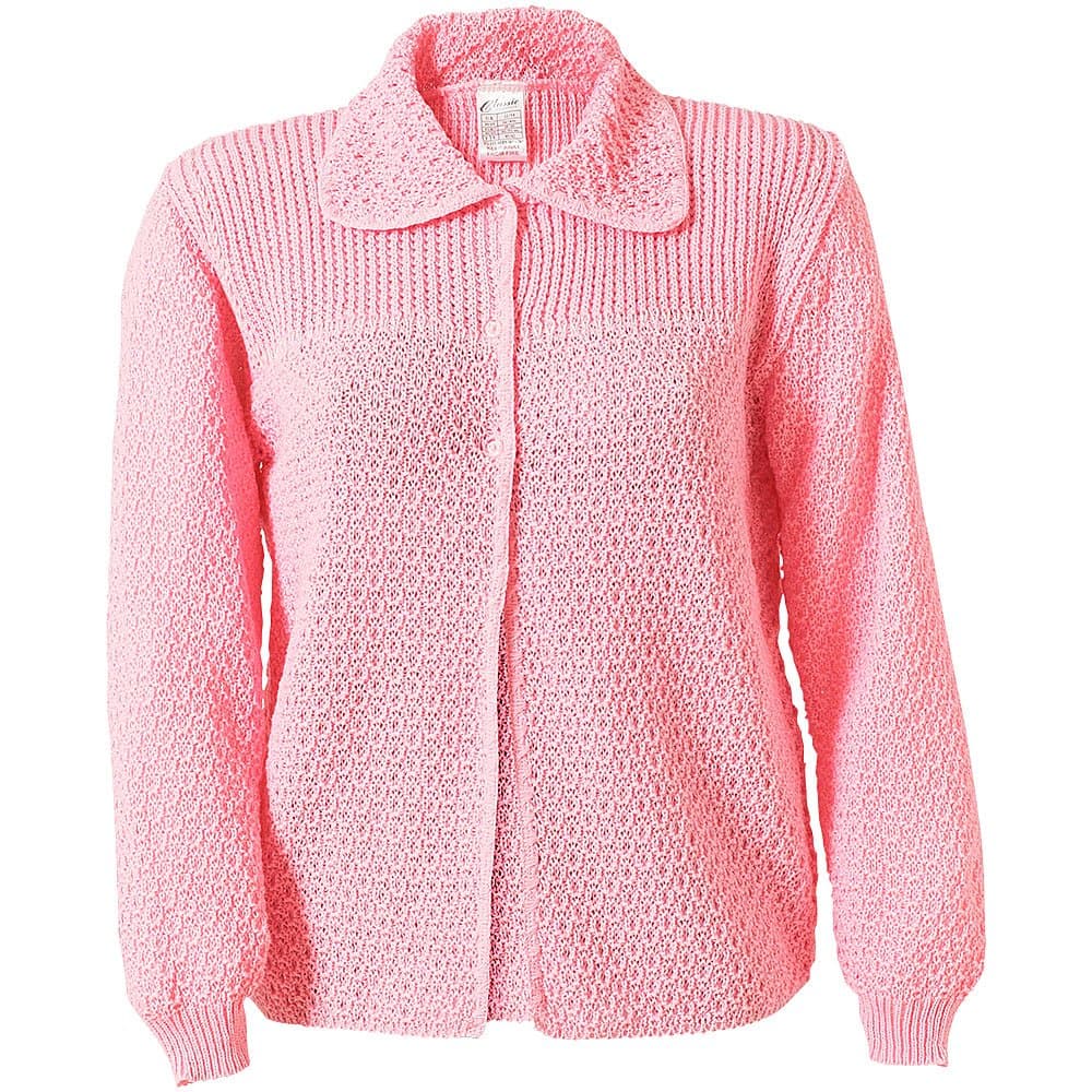 Caressa Ladies Knitted Acrylic Button Fastening Collared Bed Jacket