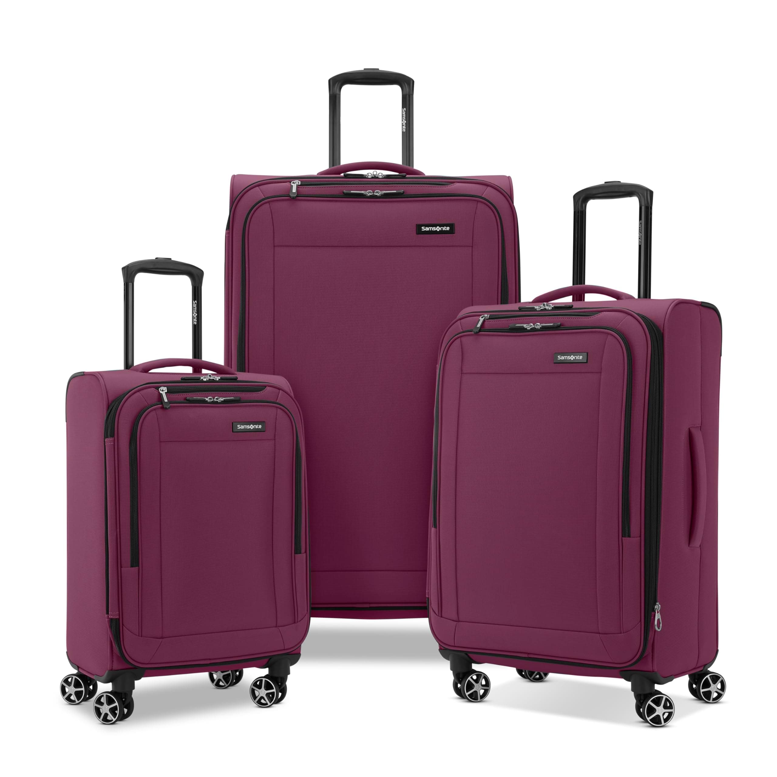 Saire LTE Softside Expandable Luggage with Spinners | Raspberry | 3PC (CO/MED/LG)