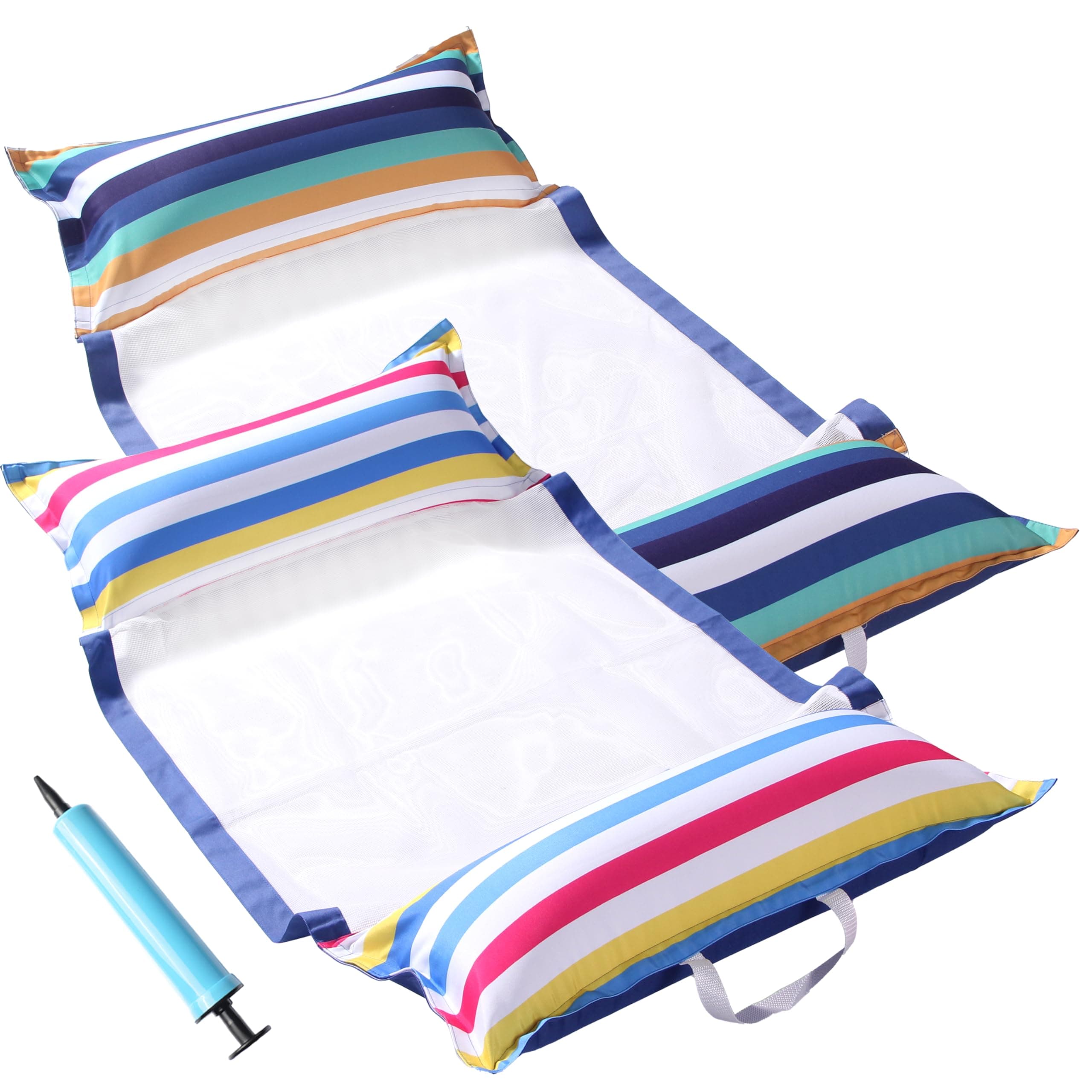 Pool Hammock Floats, XL, 2Pack Inflatable Water Floaties 4-in-1 (Saddle, Lounge Chair, Drifter), Lounger for Adults