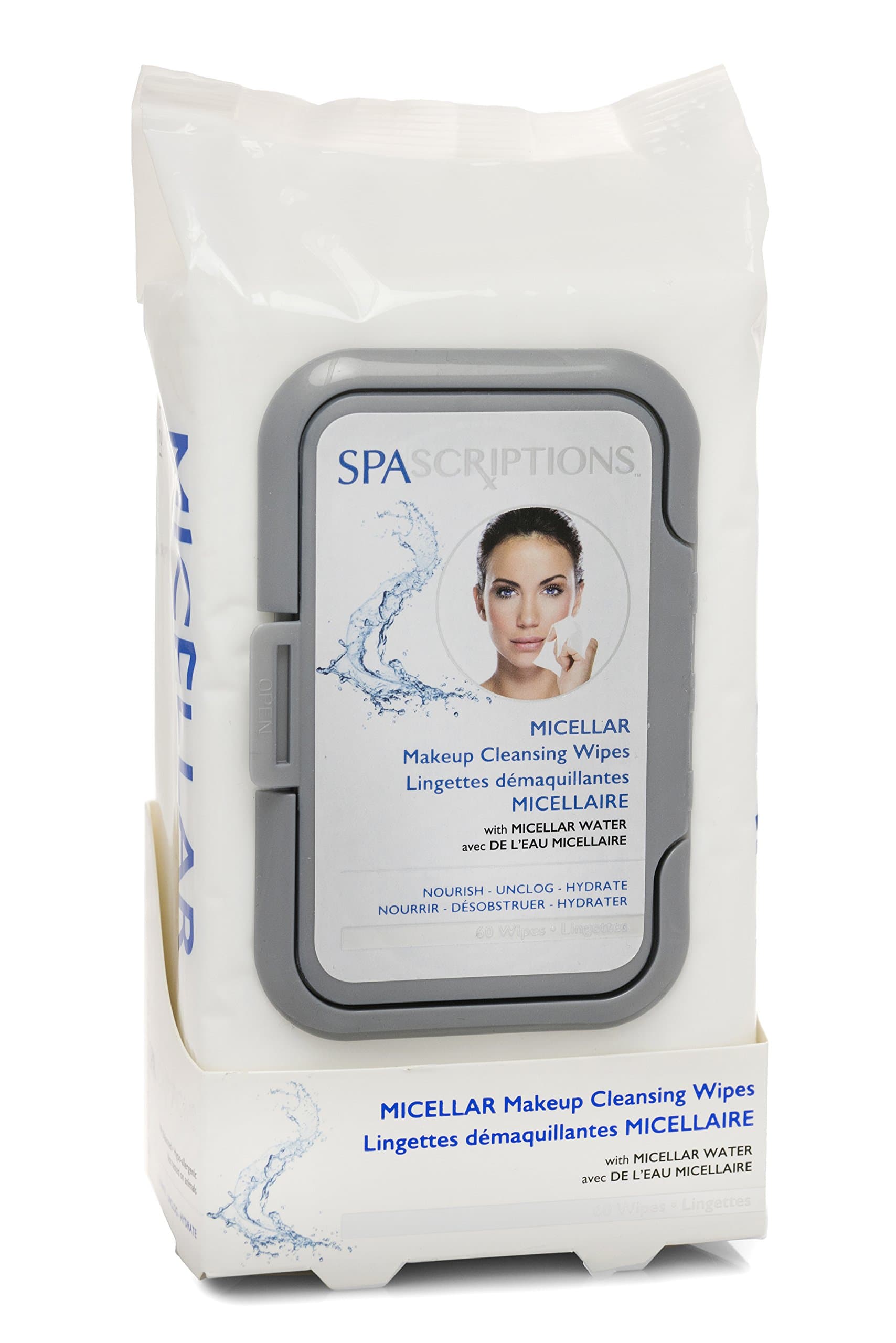 Spa Scriptions Micellar Makeup Cleansing Wipes 60 Ct.