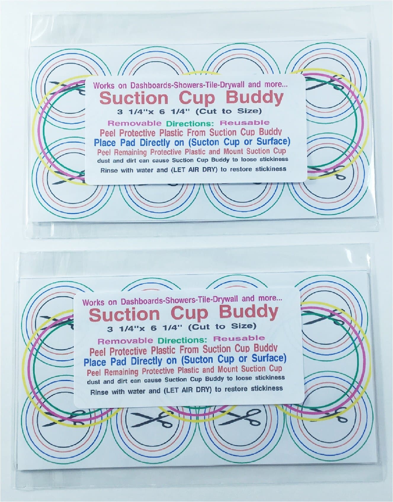2-Pak Make Any Suction Cup Work Better with Suction Cup Buddy (Cut to Size) 3.25 x 6.25 Sheet