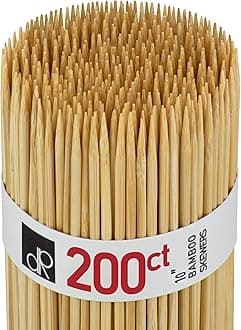 DecorRack 25 cm Natural Bamboo Skewers Sticks, 100 Wood Skewers for BBQ, Gril...