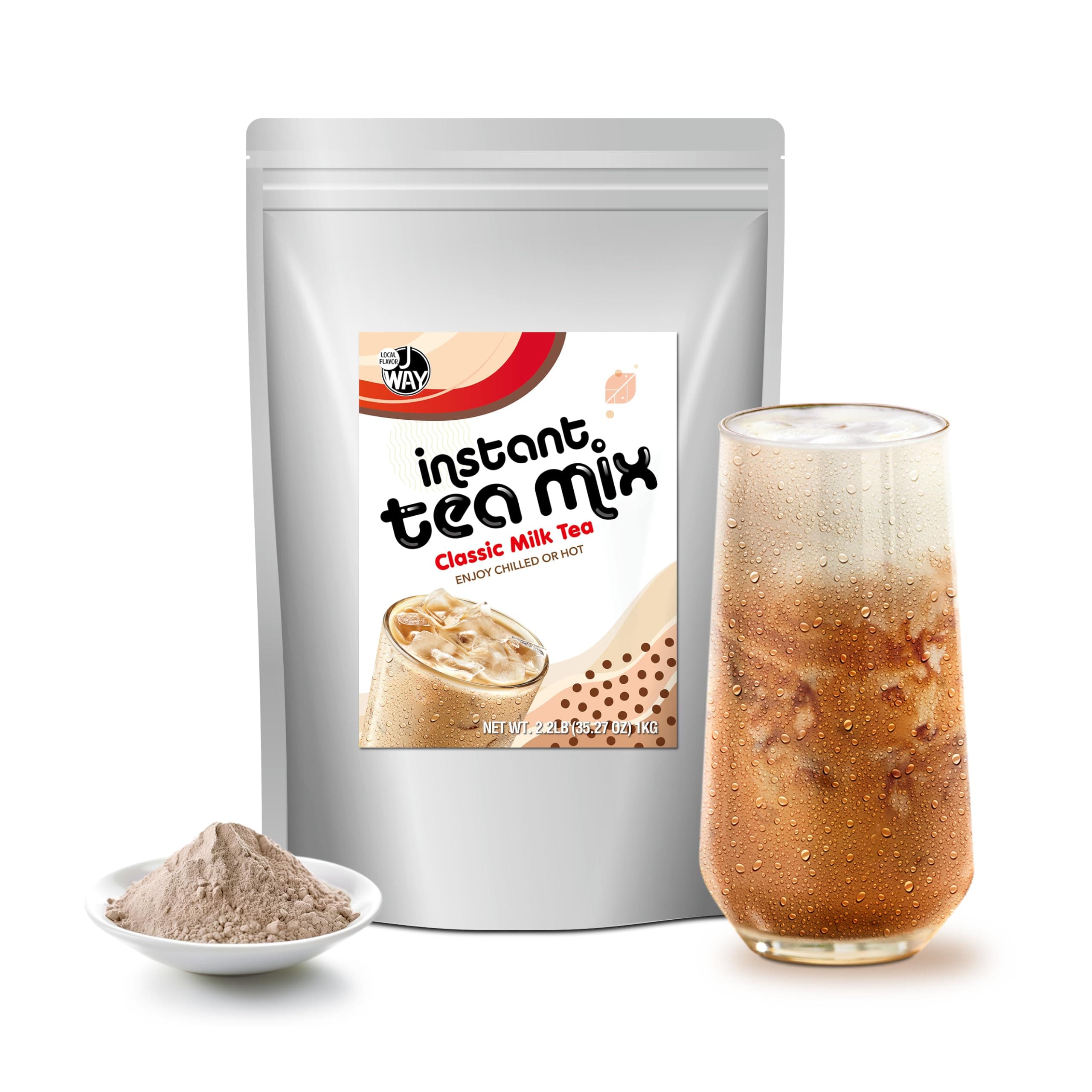 J WAY Classic Milk Tea 2.2 Lb (1 Count), Powdered Instant Milk Tea Drink Mix, Serve Hot or Cold, Makes Blended Frappe Drinks