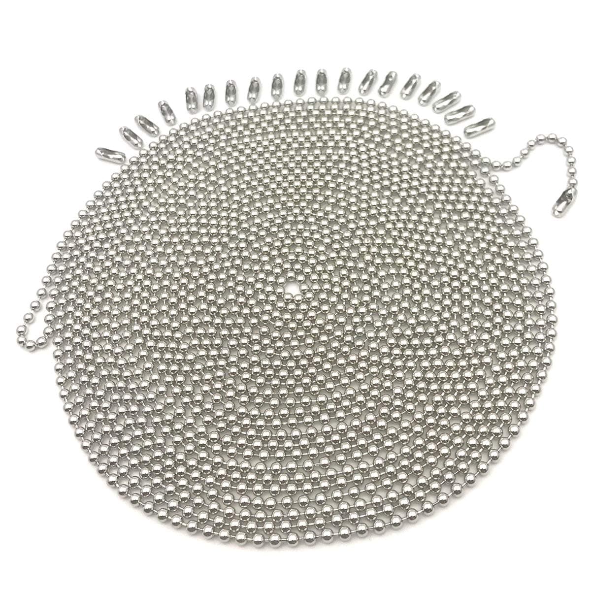 Metal Pull Chain,3.2 mm Diameter Beaded Fan Extension Chain, Ceiling Fan Pull Chain,20 Feet Roller Chain with 20 Matching Connectors