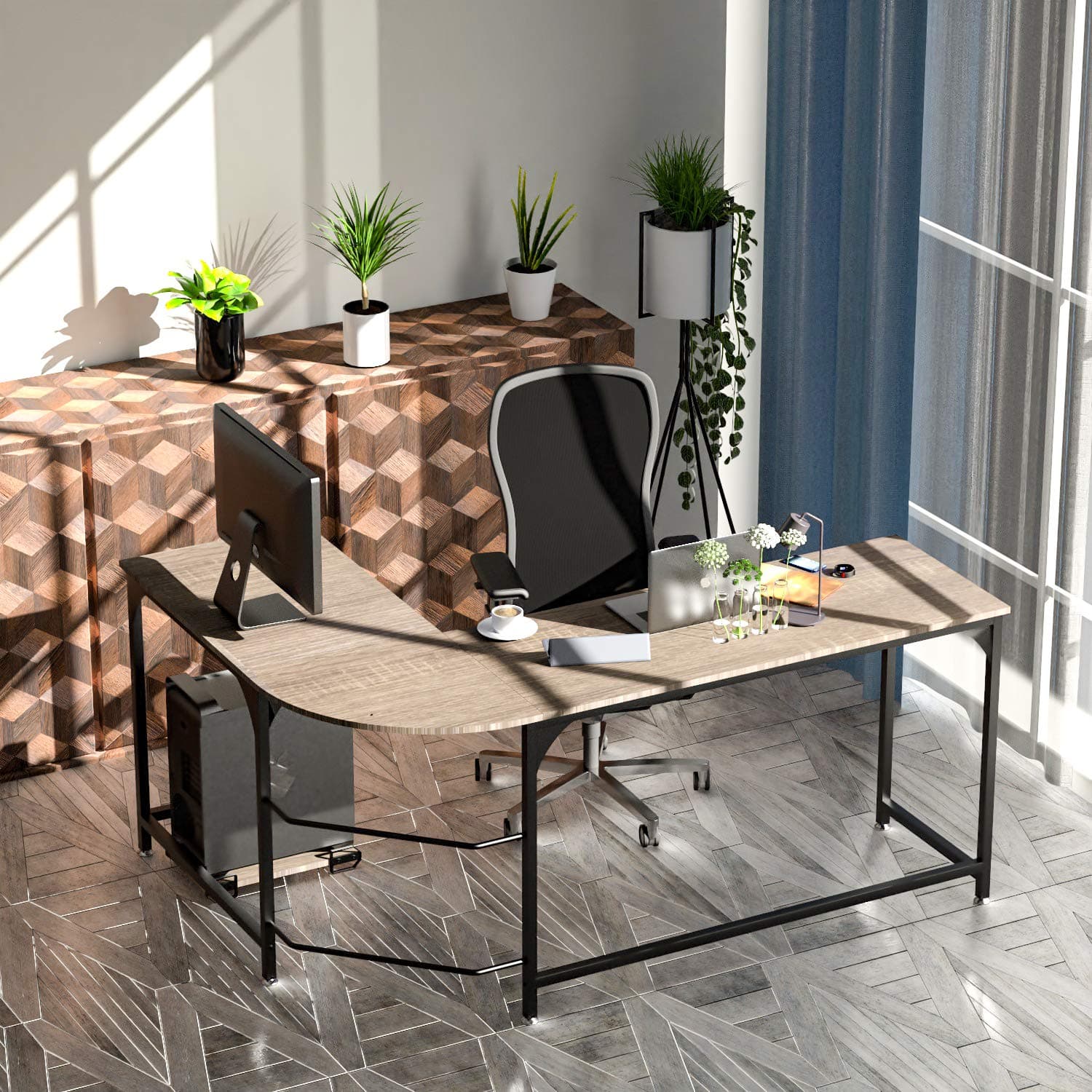 Anivia Reversible L Shaped Gaming Computer Desk 66 Inch, Corner Computer Gaming Desks for Home Office PC Workstation Writing Table