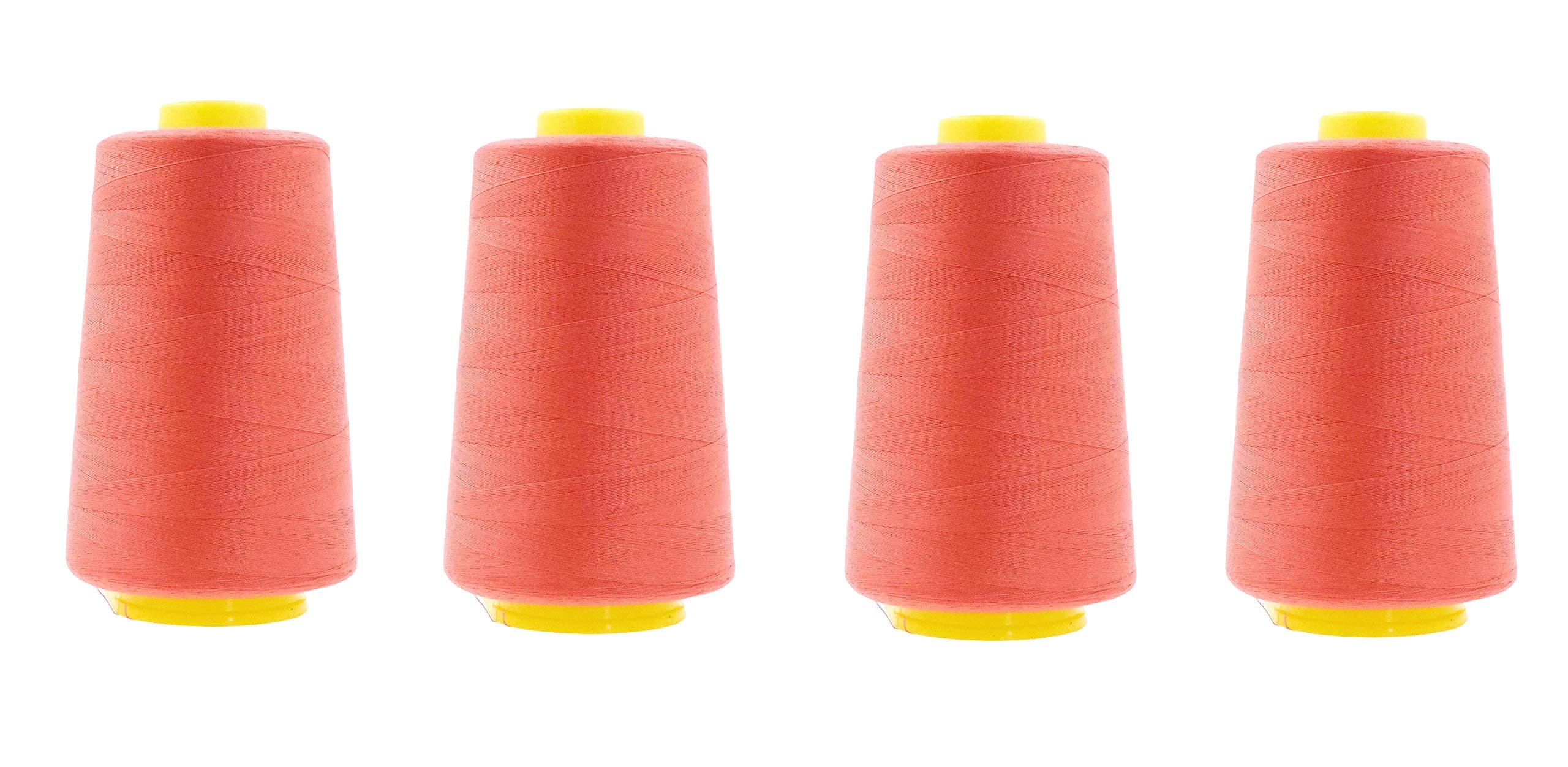 Mandala Crafts 4 Pack of Serger Threads Cones Spools - 40S/2 24000 Yards Polyester Coral Threads for Sergers Machine and Overlock Quilting Sewing Machine
