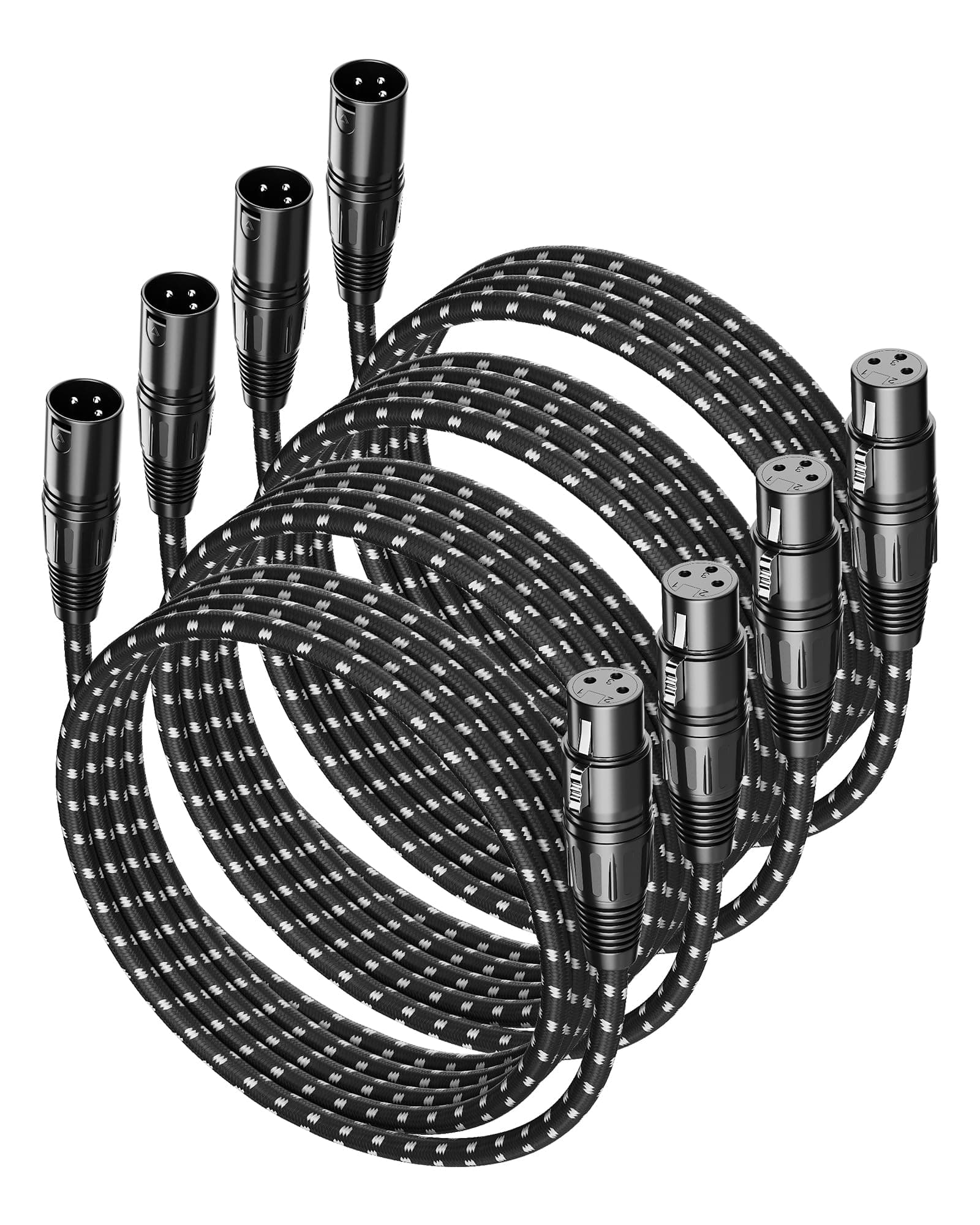 XLR Cable 6ft 4Pack,Microphone Cable 6 Feet, Braided Balanced Mic Cables Male to Female 3 Pin Connector for Microphones, Mixer, XLR Speaker, Audio Amplifier