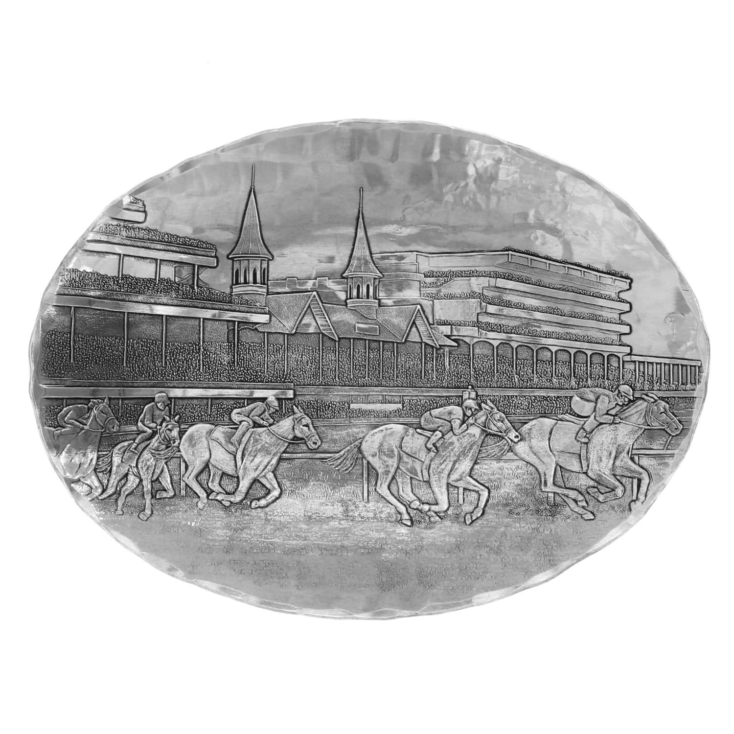 Wendell August Forge Kentucky Derby Oval Dish, Small, Silver
