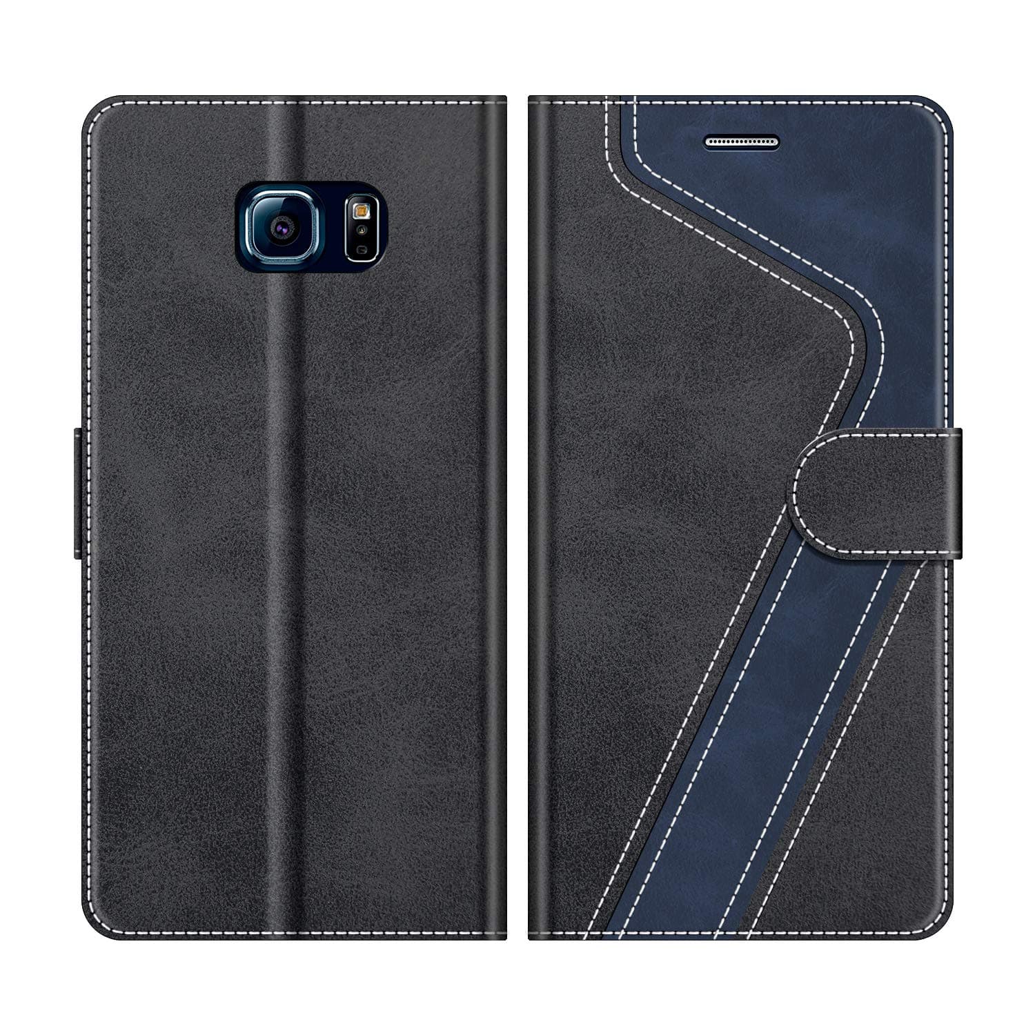 MOBESV Samsung Galaxy S6 Edge Case, Galaxy S6 Edge Wallet Case, Samsung S6 Edge Leather Case, Magnetic Flip Folio Cover Case Card Holder for Samsung Galaxy S6 Edge, Stylish Black