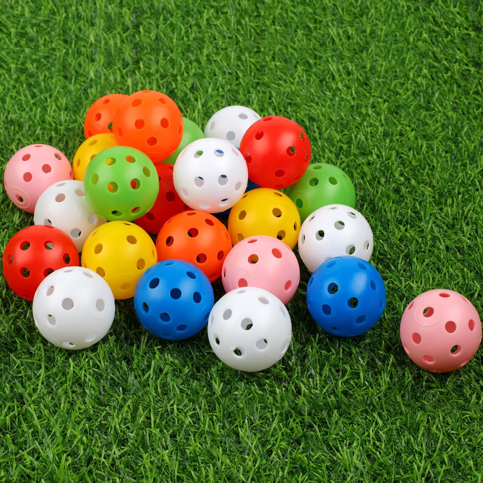 Joyberg Practice Golf Balls 24 Pack, 42mm Plastic Golf Balls, Practice Golf Balls for Backyard, Training Golf Balls for Swing Practice