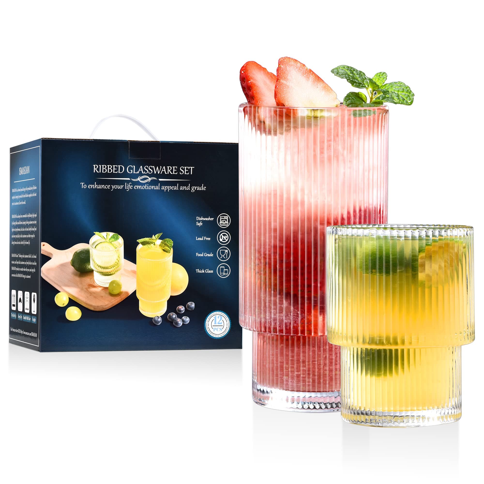 Ribbed Glassware Set