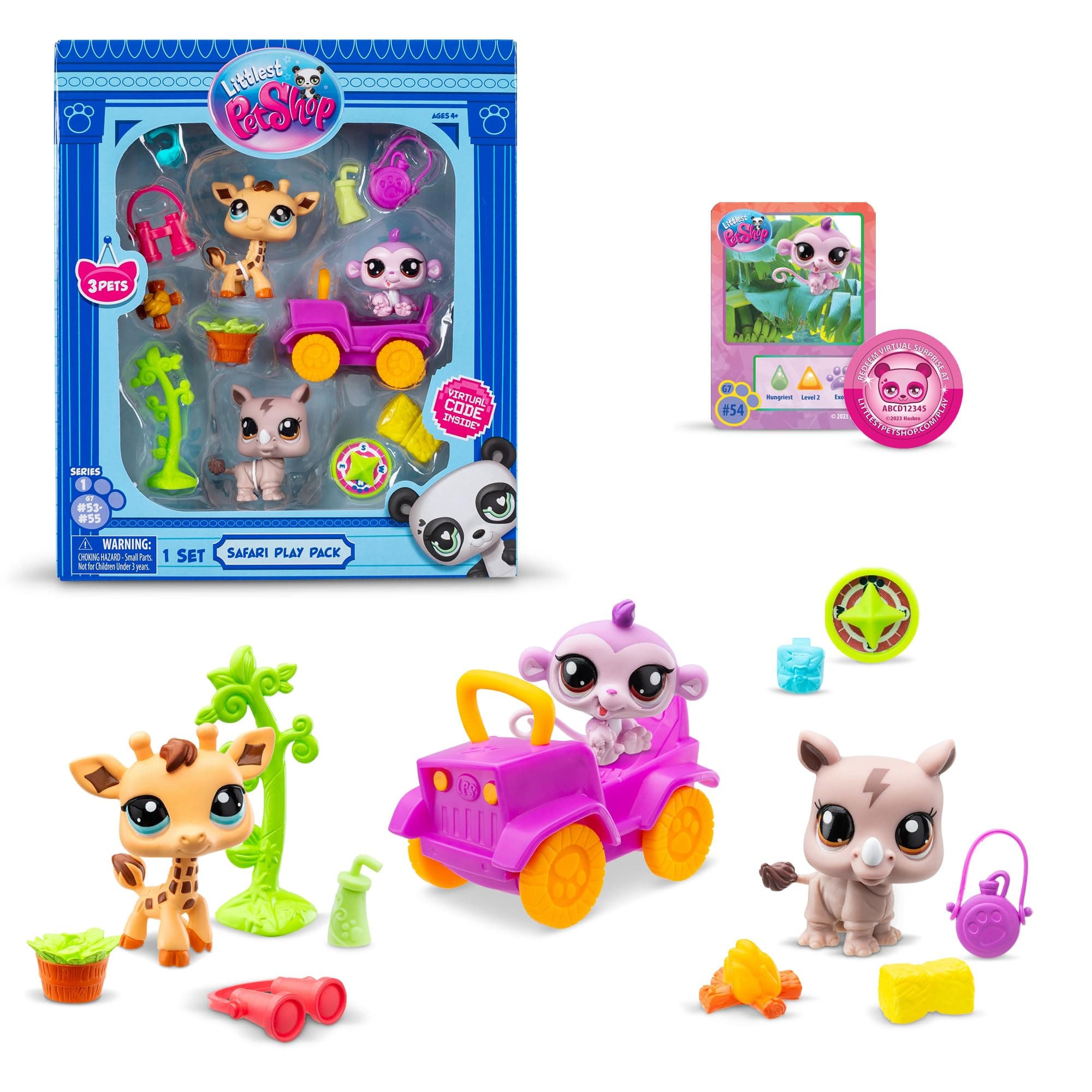 Safari Play Pack - Gen 7, Pets #53,#54, #55, Authentic LPS Bobble Head Figure, Collectible Imagination Toy Animal, Kidults, Girls, Boys, Kids, Tweens Ages 4+