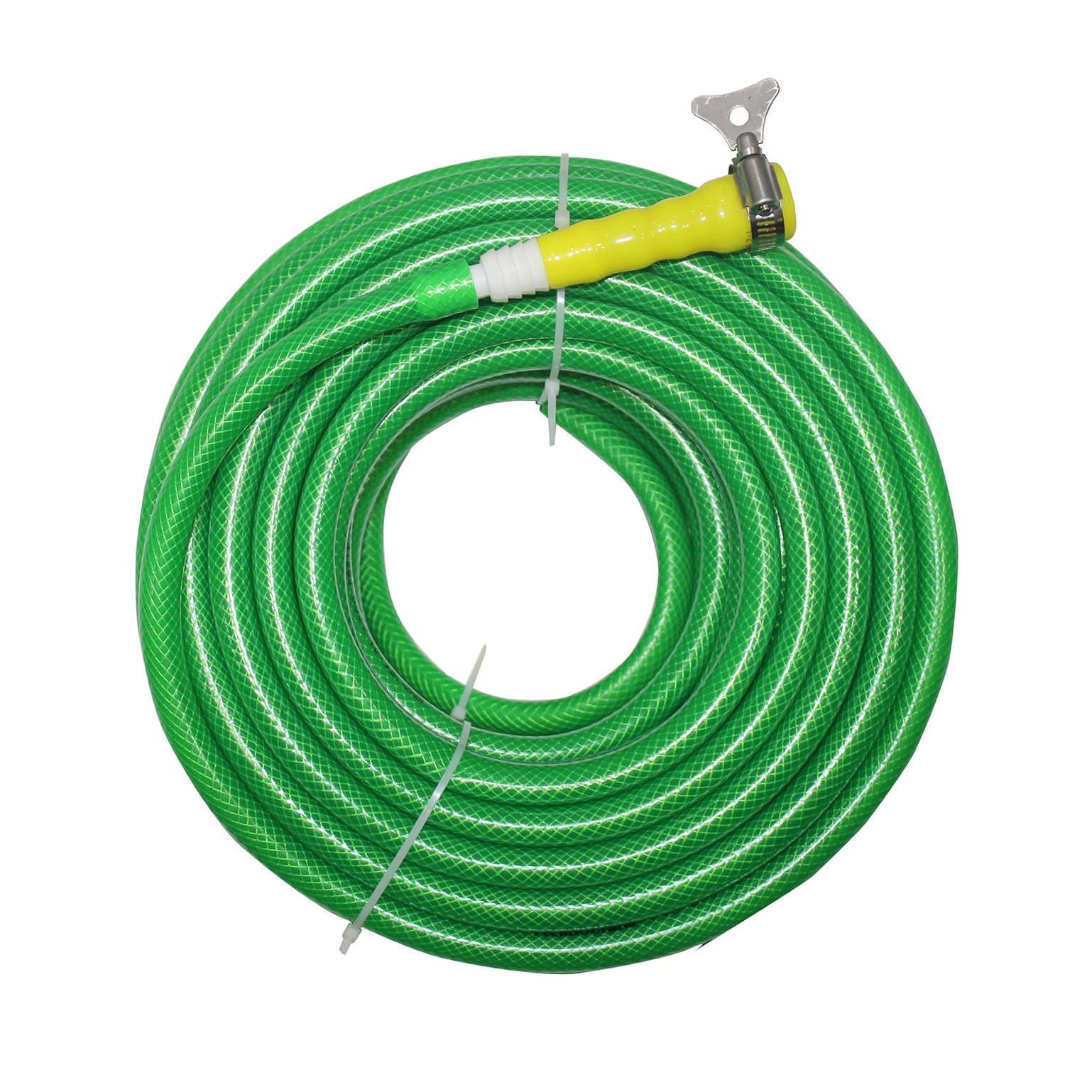 TechnoCrafts PVC Braided Water Pipe for Kitchen Cleaning Sets 30 Meter (100 feet) 1/2" (0.5 Inch or 12.5mm) Bore Size - 3 Layered Hose Pipe with 1/2" Tap Connector & Butterfly Clamps