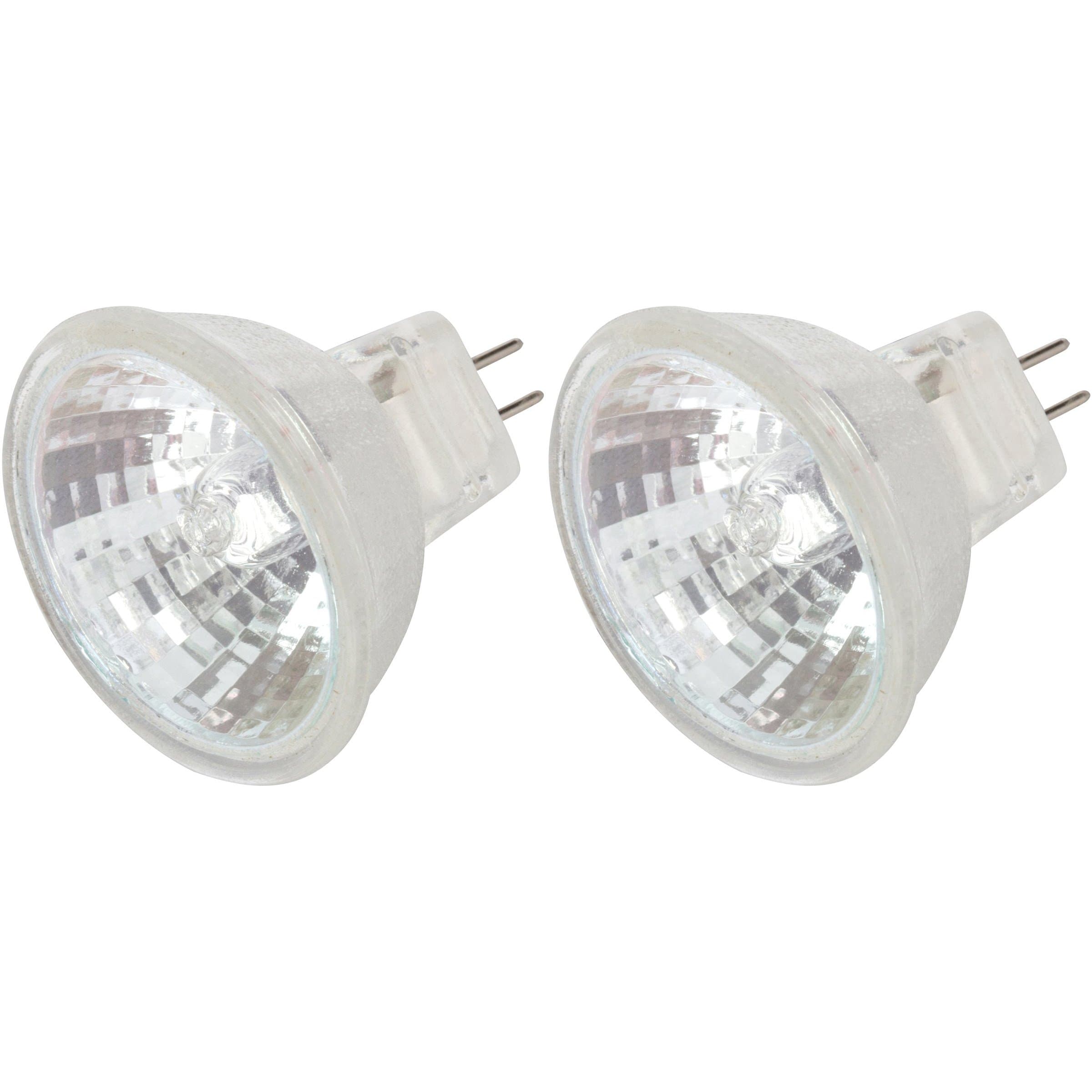 10 Watt 12 Volt MR11 Halogen Spotlight Bulbs (2 Pack) 2-Pin 110lm 30° Beam Angle for Accent, Track Light, and Fiber Optics, GU4 Bi-Pin Base, Glass Cover, Warm White 2700K Dimmable