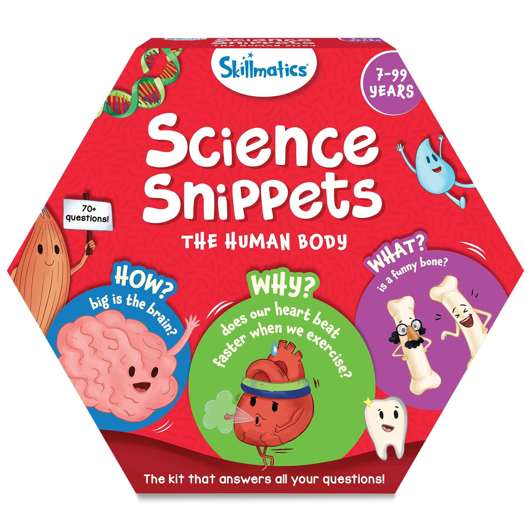 Skillmatics Flash Cards - Science Snippets The Human Body, STEM Learning Educational Toys & Learning Aids for Kids, Gifts for Boys & Girls Ages 7, 8, 9 & Up, Homeschool, Classroom & Travel Activity