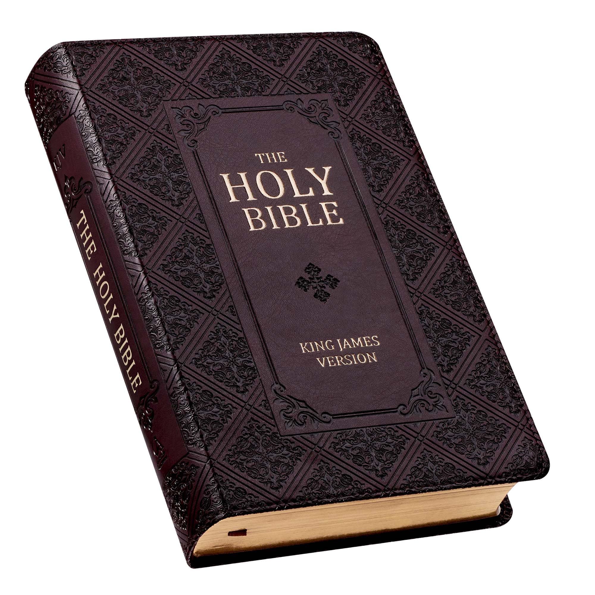 KJV Giant Print Lux-Leather Pattern Dark Brown