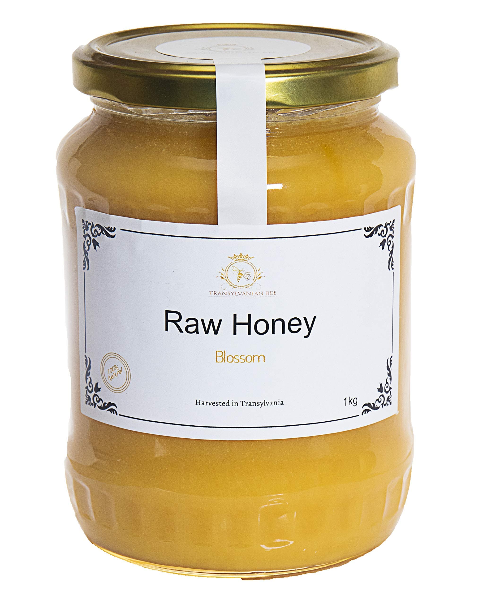Raw Honey 1Kg, 100% Natural, Unprocessed, Unpasteurized, Harvested from The Forests and Fields of Transylvania in Summer of 2022 (Blossom)