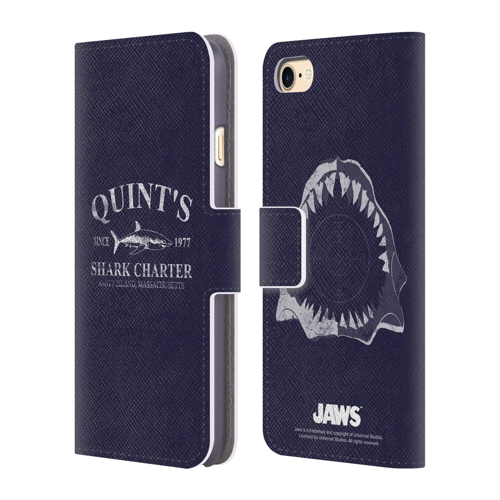 Head Case Designs Officially Licensed Jaws Quint's Shark Charter I Key Art Leather Book Wallet Case Cover Compatible With Apple iPhone 7/8 / SE 2020 & 2022